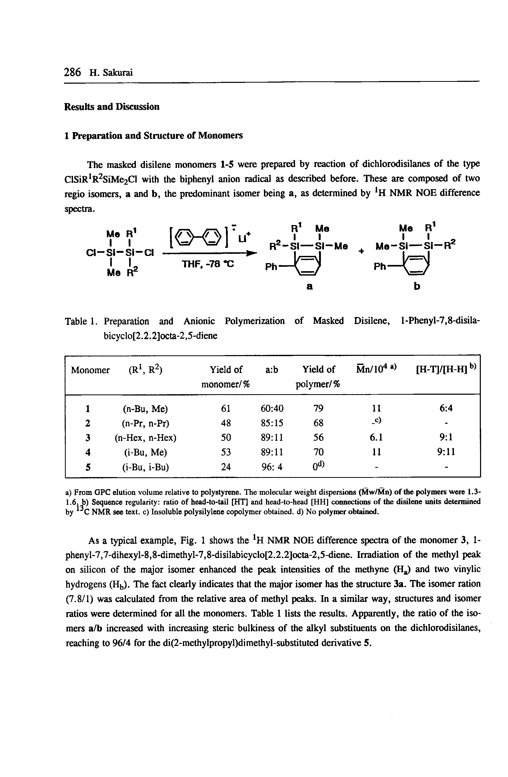 Table 1. Preparation and Anionic Polymerization of Masked Disilene, 1-Phenyl-7,8-disila-bicyclo[2.2.2]octa-2,5-diene...