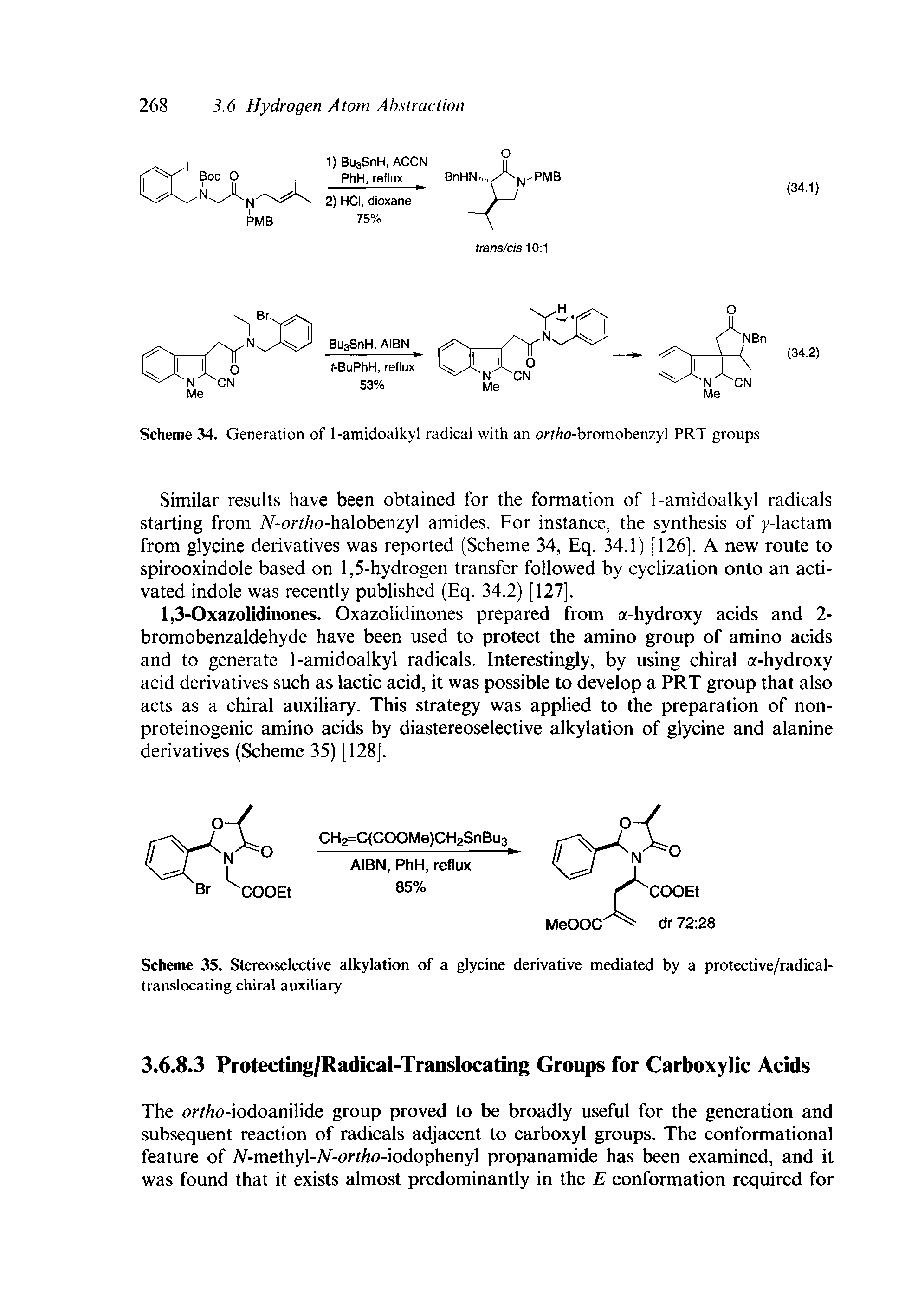 Scheme 34. Generation of 1 -amidoalkyl radical with an ort/io-bromobenzyl PRT groups...