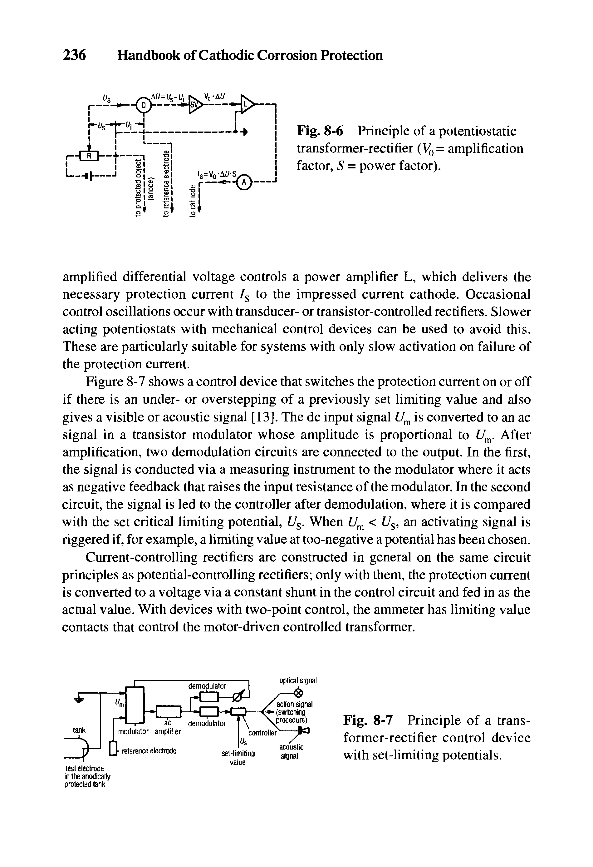 Fig. 8-7 Principle of a transformer-rectifier control device with set-limiting potentials.