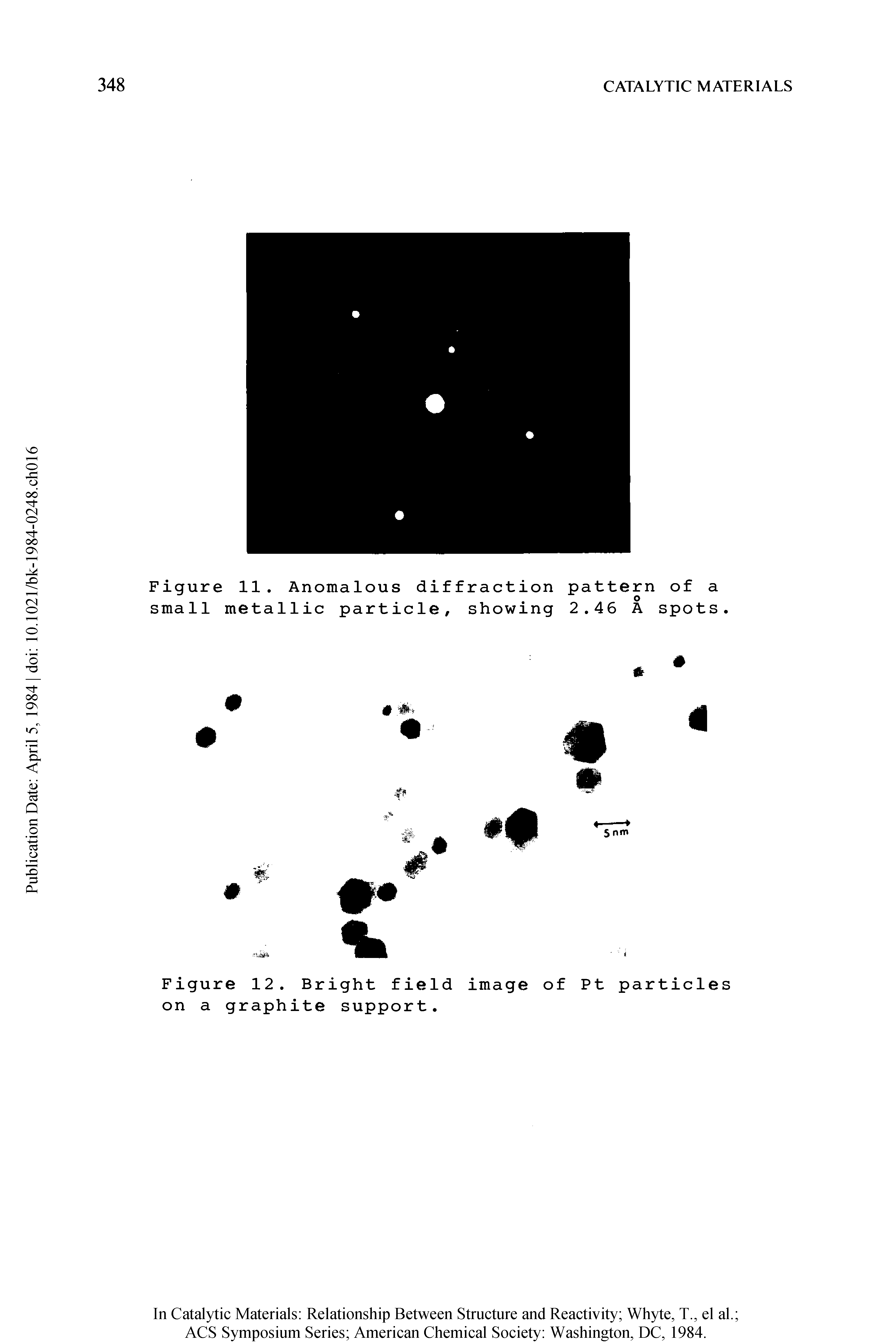 Figure 11. Anomalous diffraction pattern of a small metallic particle, showing 2.46 A spots.