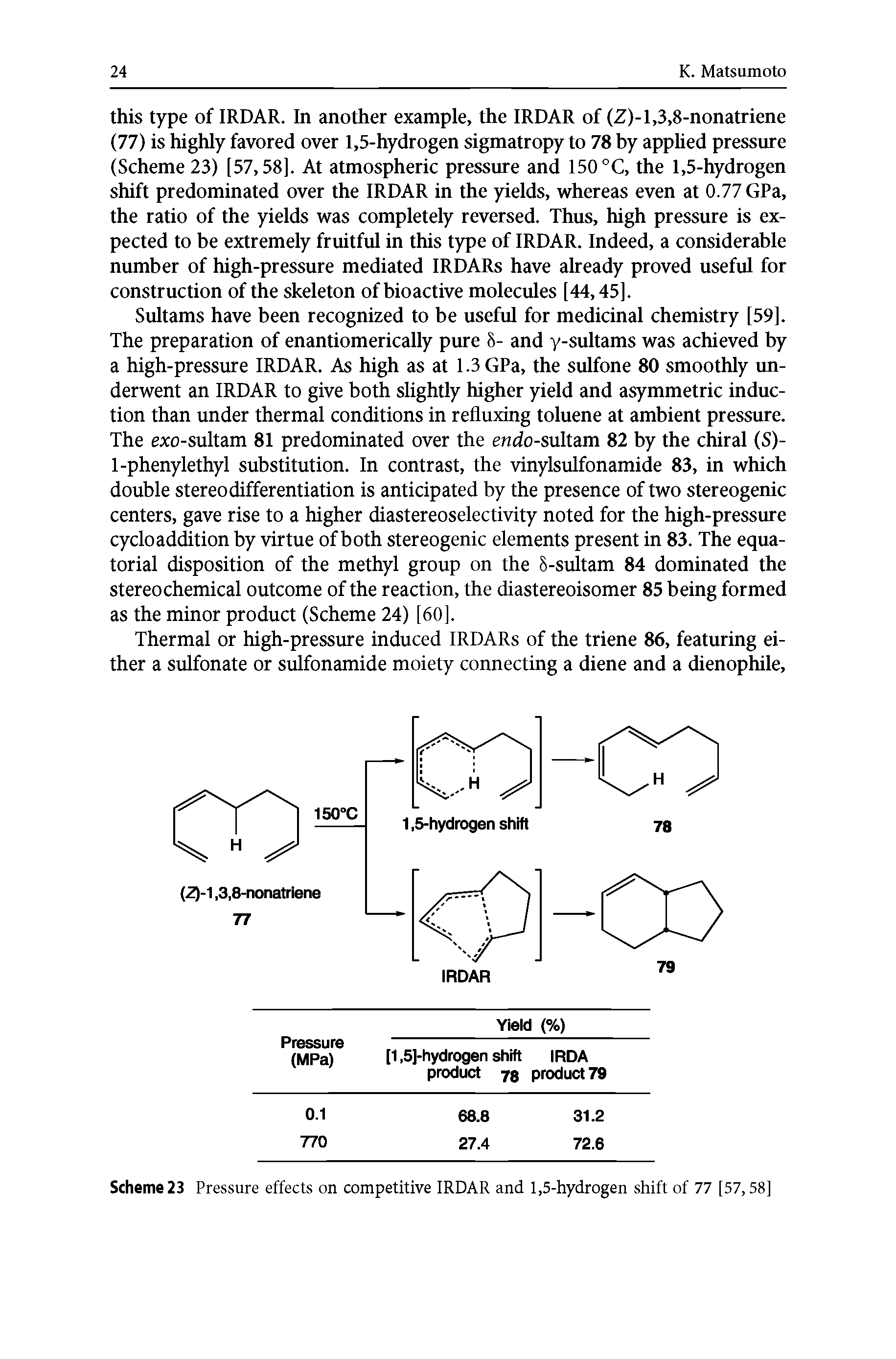 Scheme 23 Pressure effects on competitive IRDAR and 1,5-hydrogen shift of 77 [57,58]...