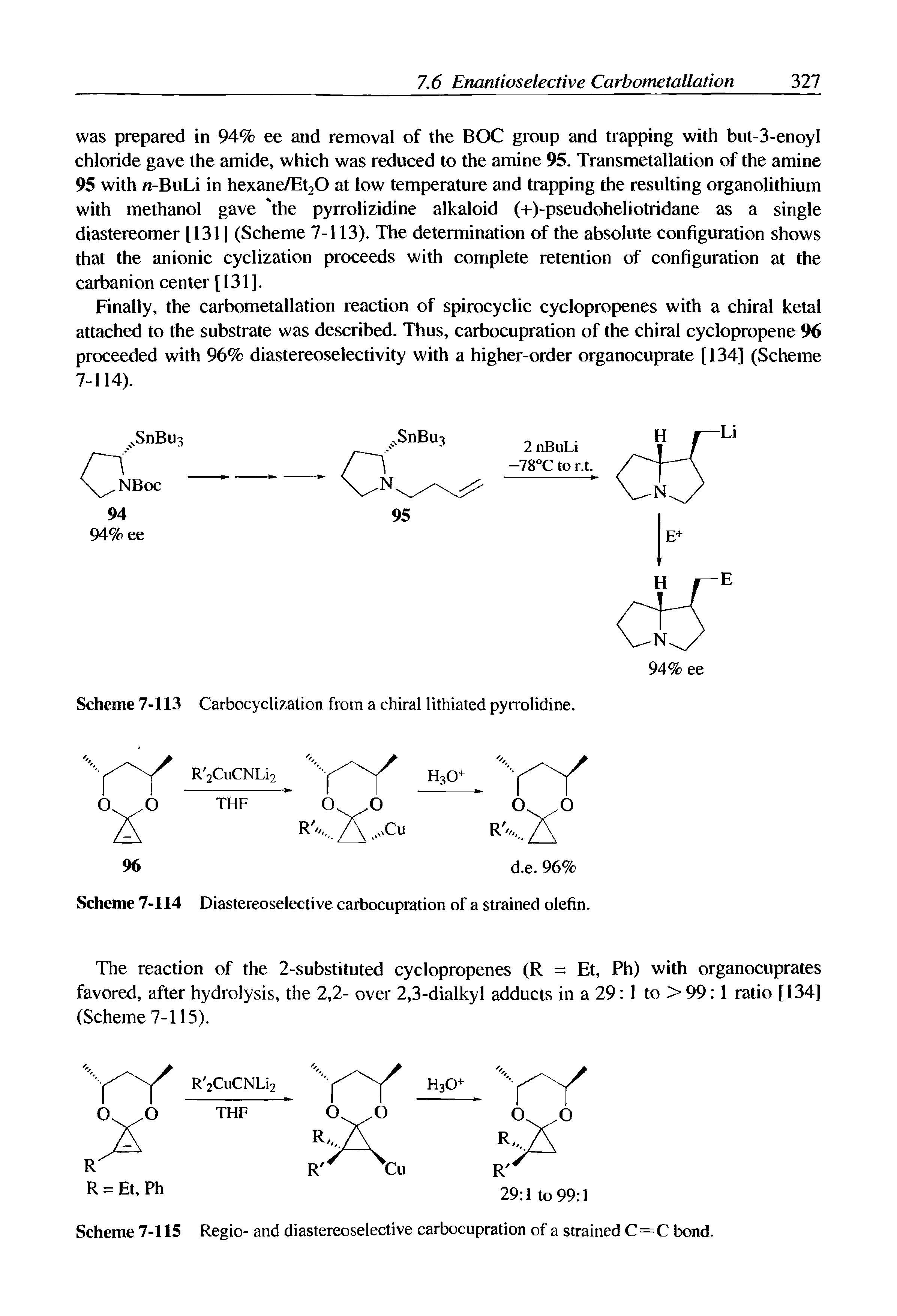 Scheme 7-115 Regio- and diastereoselective carbocupration of a strained C=C bond.