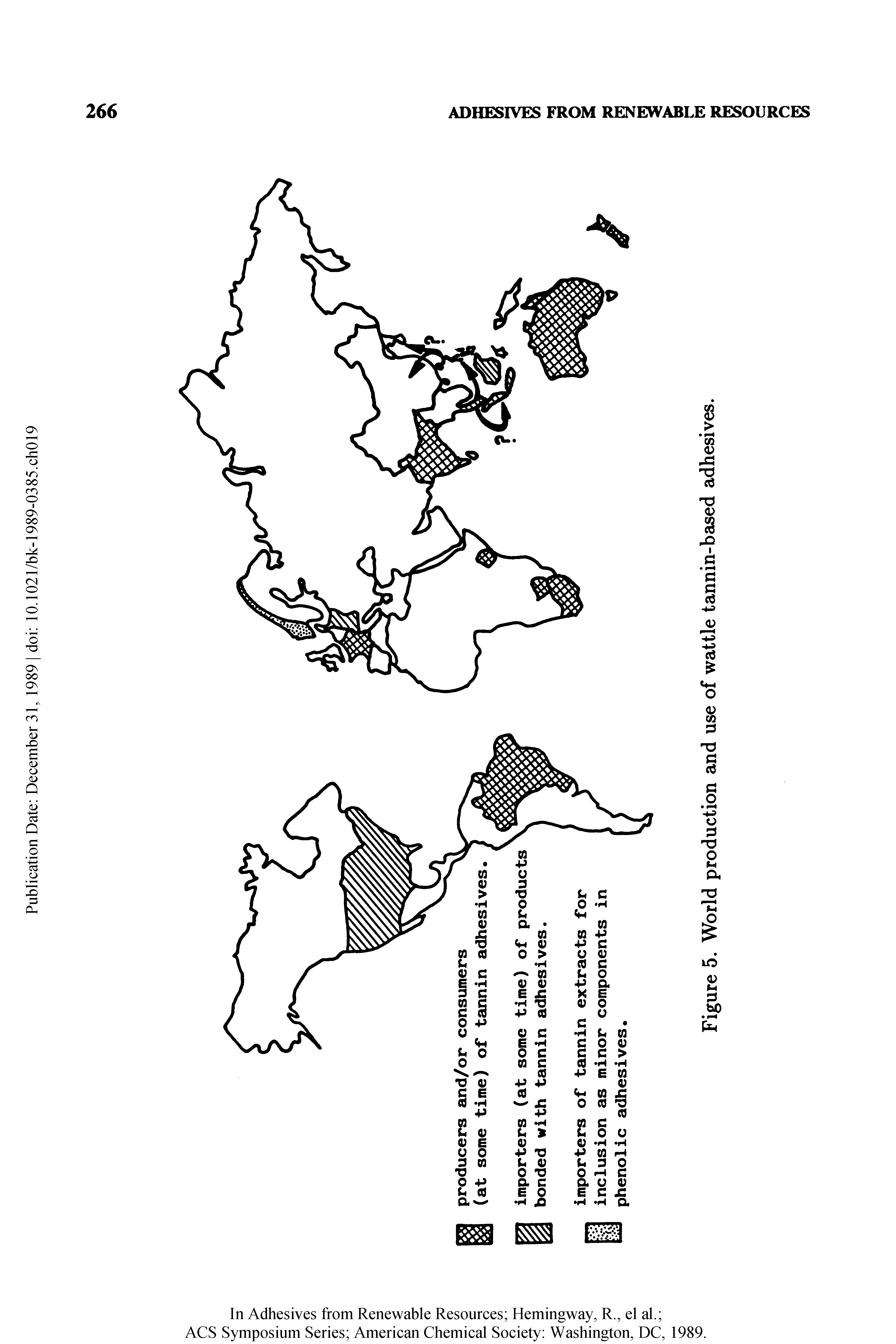 Figure 5. World production and use of wattle tannin-based adhesives.