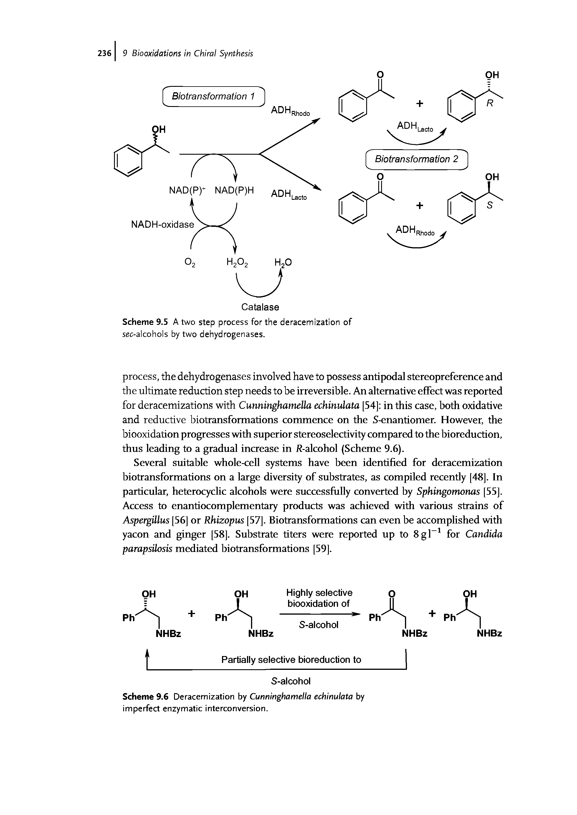 Scheme 9.5 A two step process for the deracemization of sec-alcohols by two dehydrogenases.