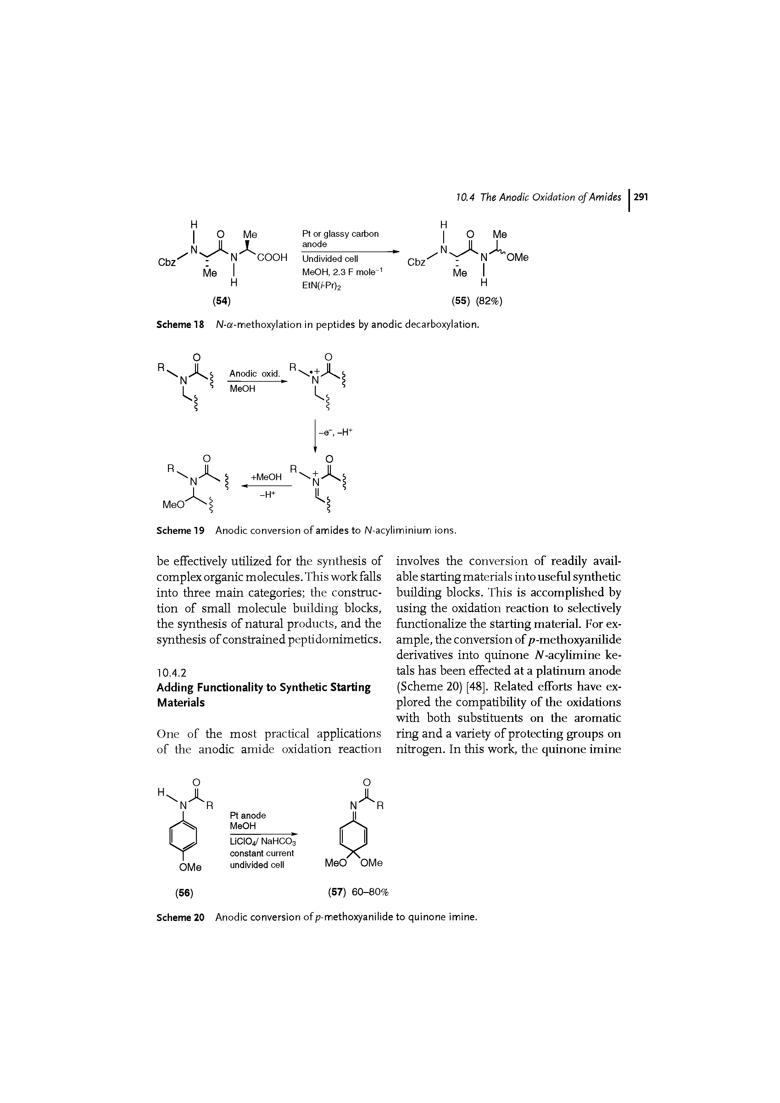 Scheme 20 Anodic conversion of p-methoxyanilide to quinone imine.