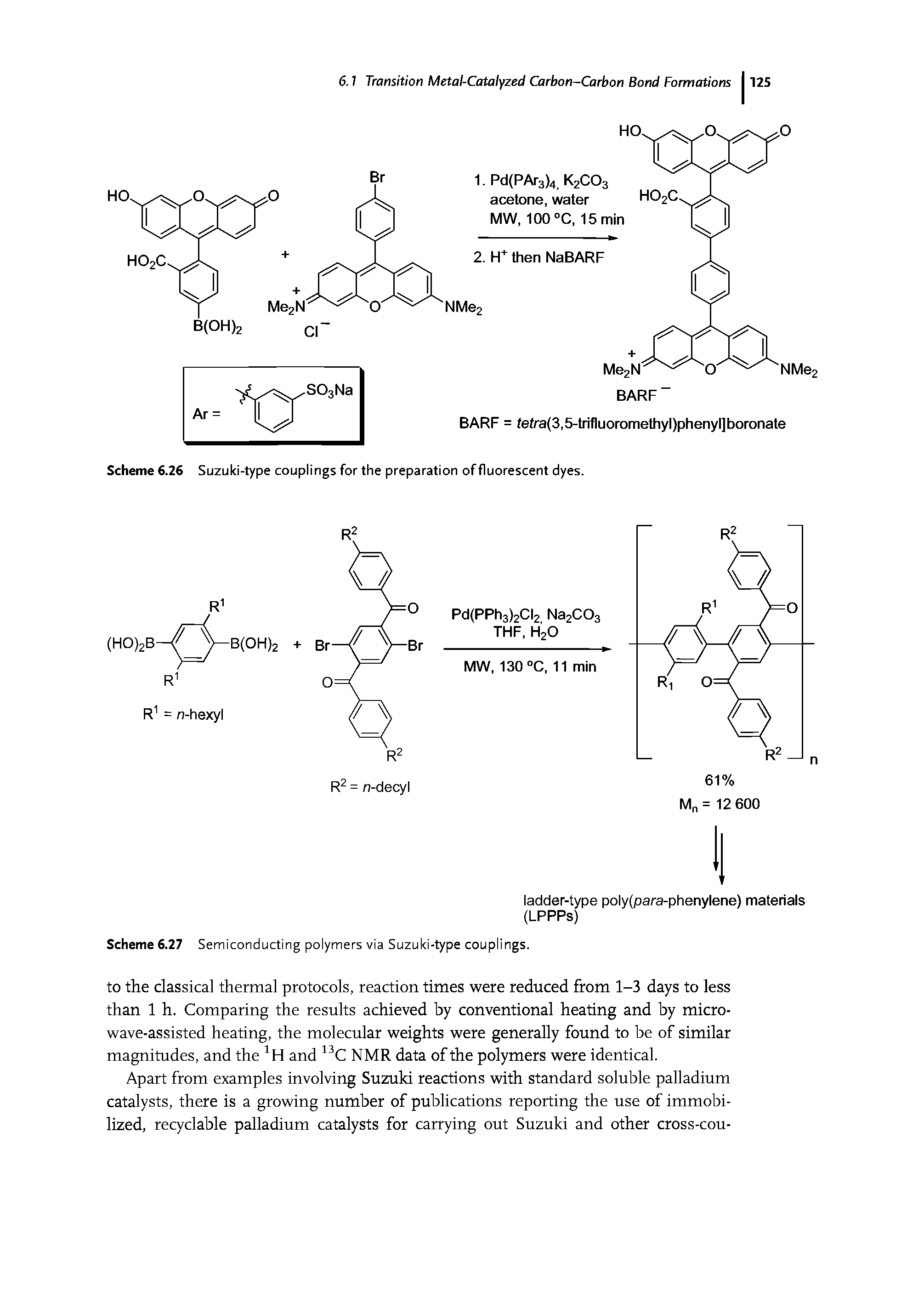 Scheme 6.27 Semiconducting polymers via Suzuki-type couplings.