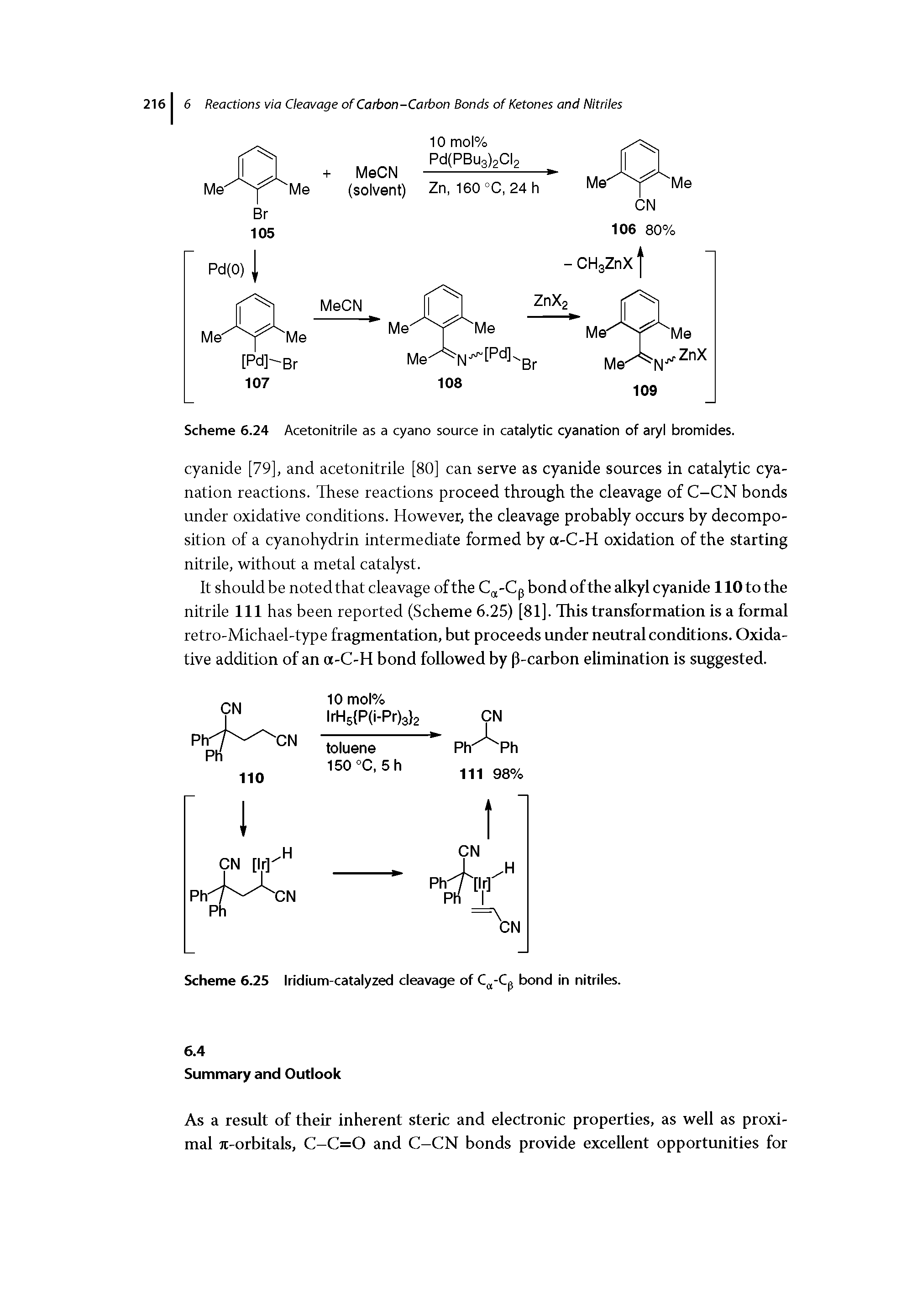 Scheme 6.24 Acetonitrile as a cyano source in catalytic cyanation of aryl bromides.