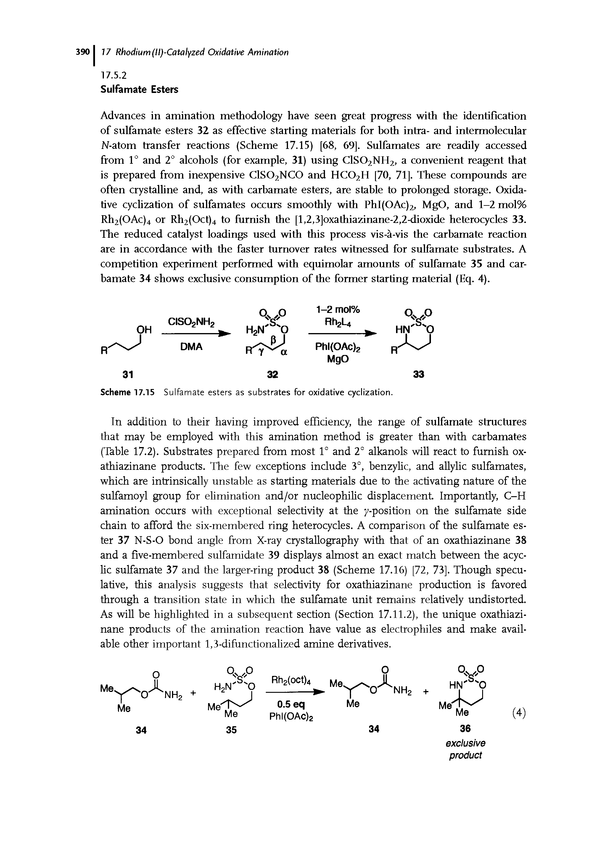 Scheme 17.15 Sulfamate esters as substrates for oxidative cyclization ...