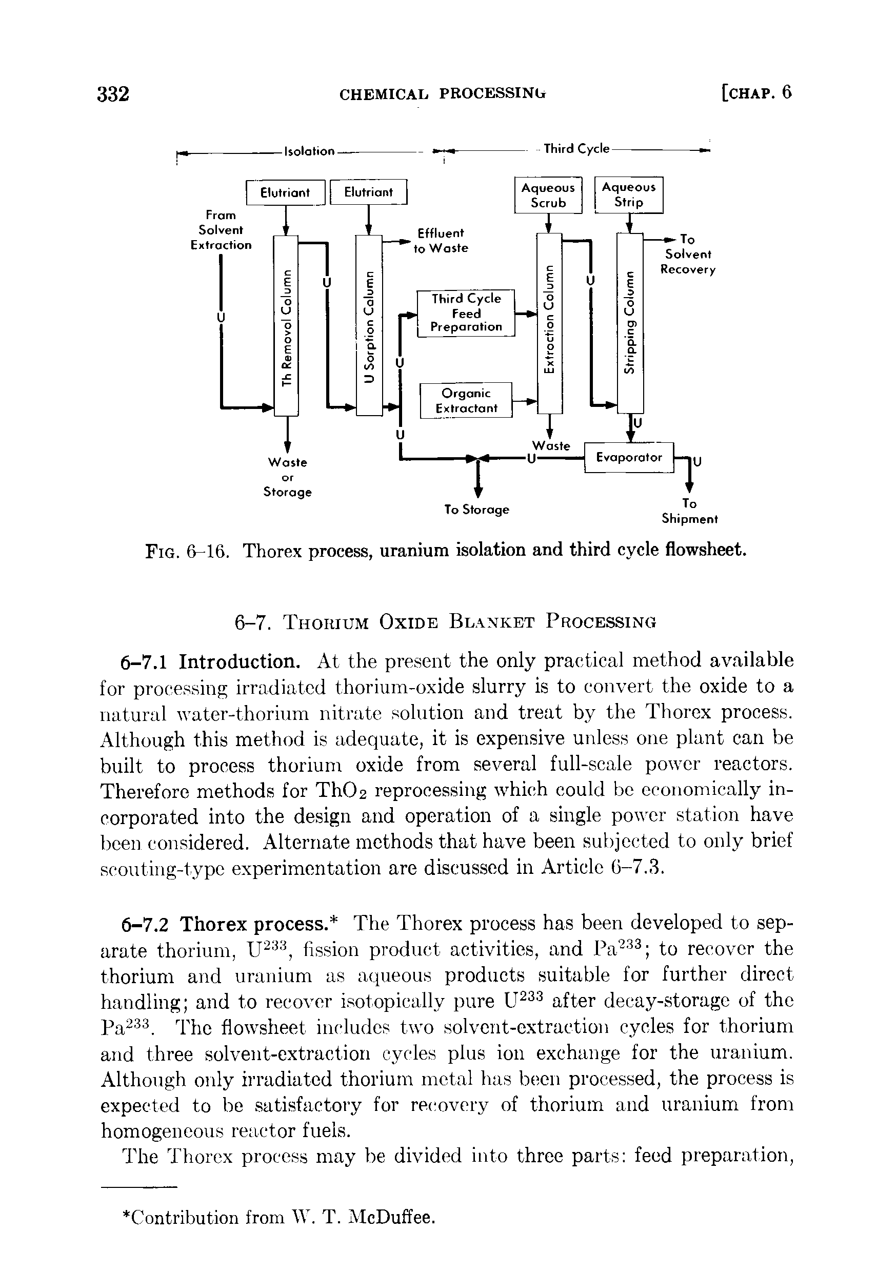 Fig. 6-16. Thorex process, uranium isolation and third cycle flowsheet.