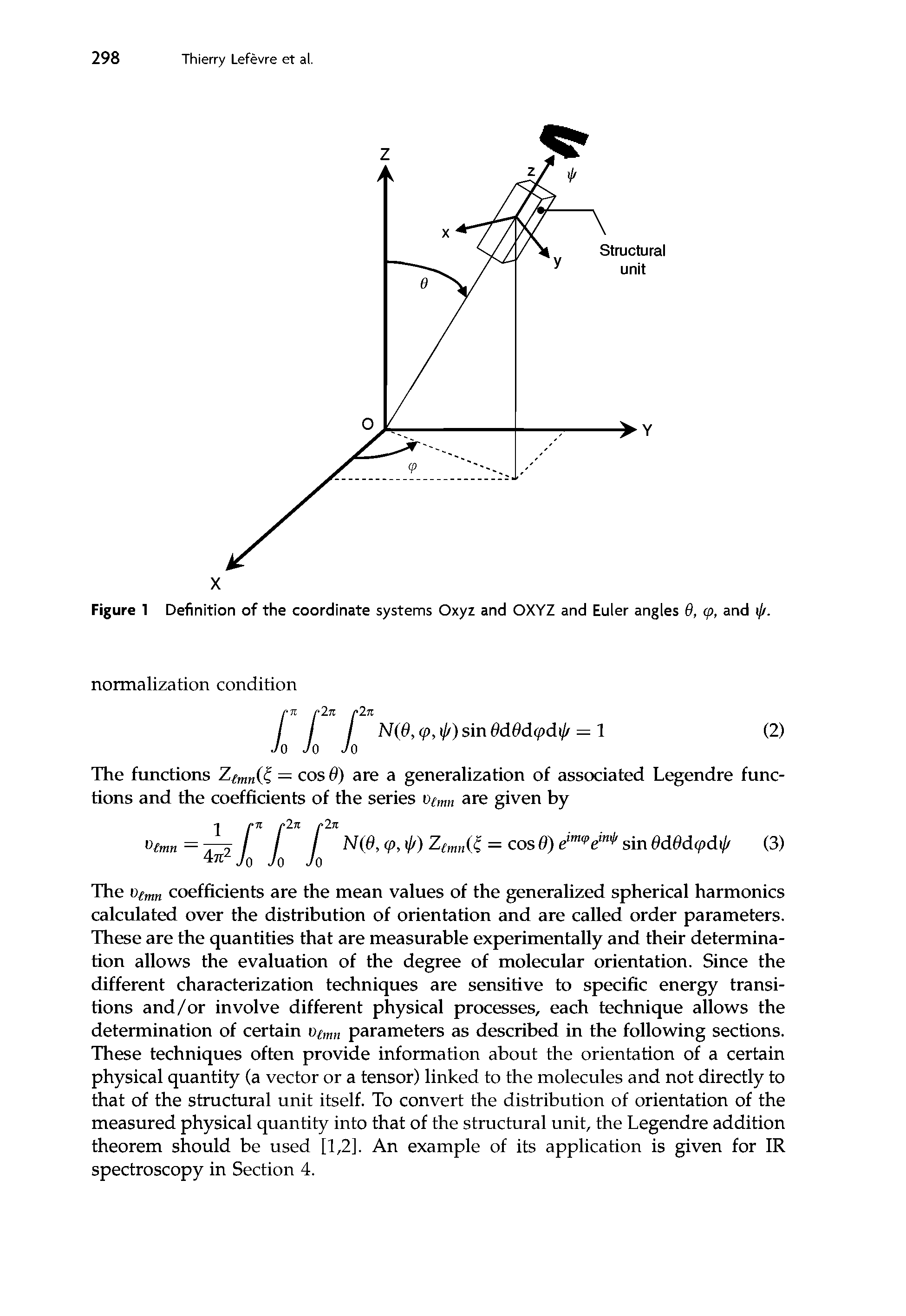 Figure 1 Definition of the coordinate systems Oxyz and OXYZ and Euler angles 6, cp, and ij/.
