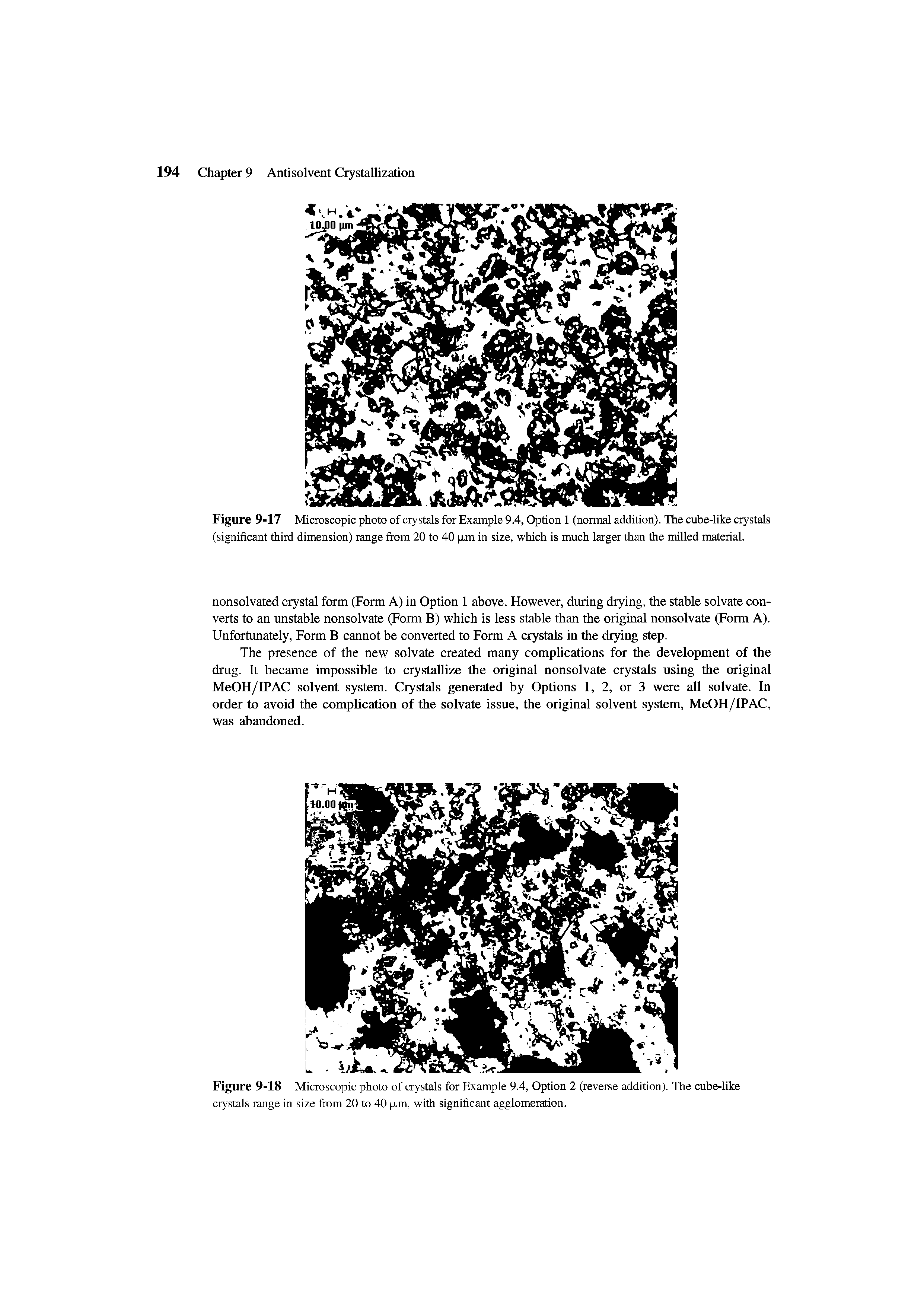 Figure 9-18 Microscopic photo of crystals for Example 9.4, Option 2 (reverse addition). The cube-like crystals range in size from 20 to 40 pim. with significant agglomeration.