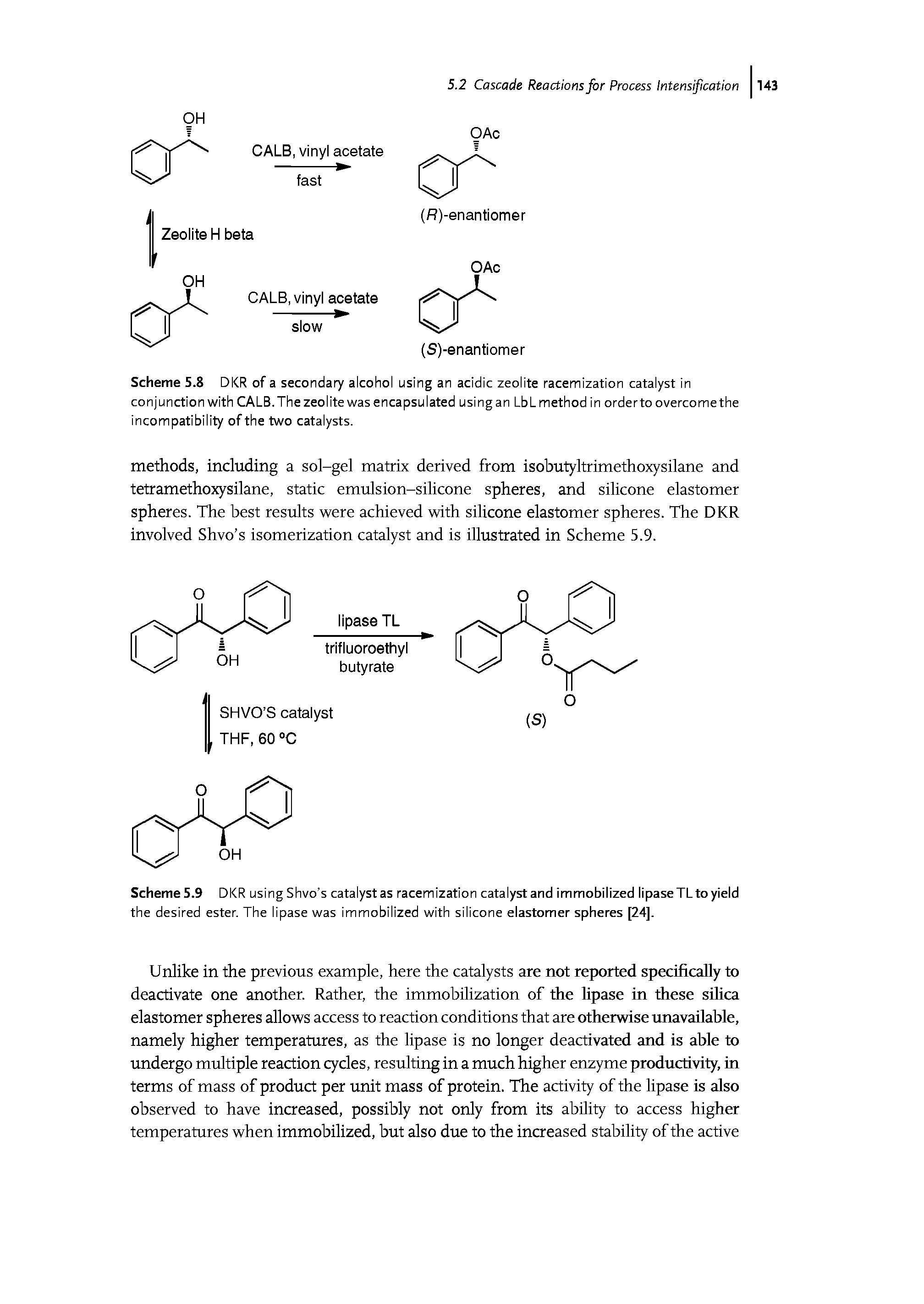 Scheme 5.9 DKR using Shvo s catalyst as racemization catalyst and immobilized lipase TL to yield...