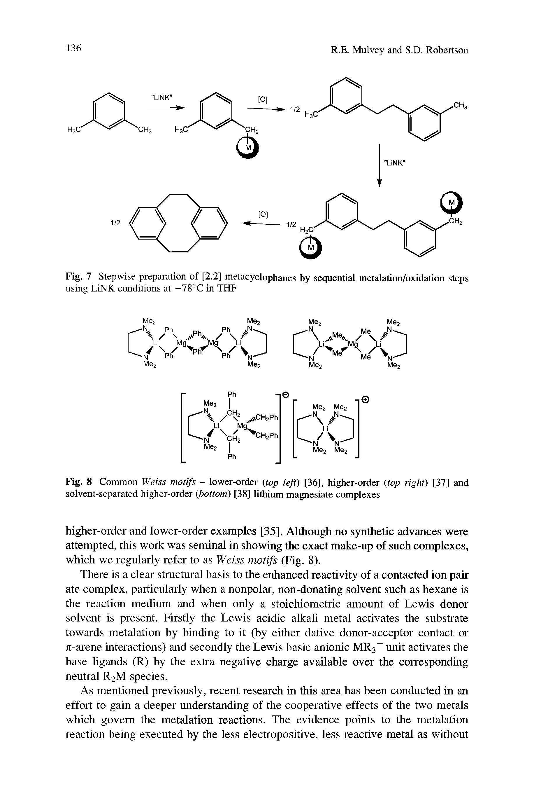 Fig. 8 Common Weiss motifs - lower-order (top left) [36], higher-order (top right) [37] and solvent-separated higher-order (bottom) [38] lithium magnesiate complexes...