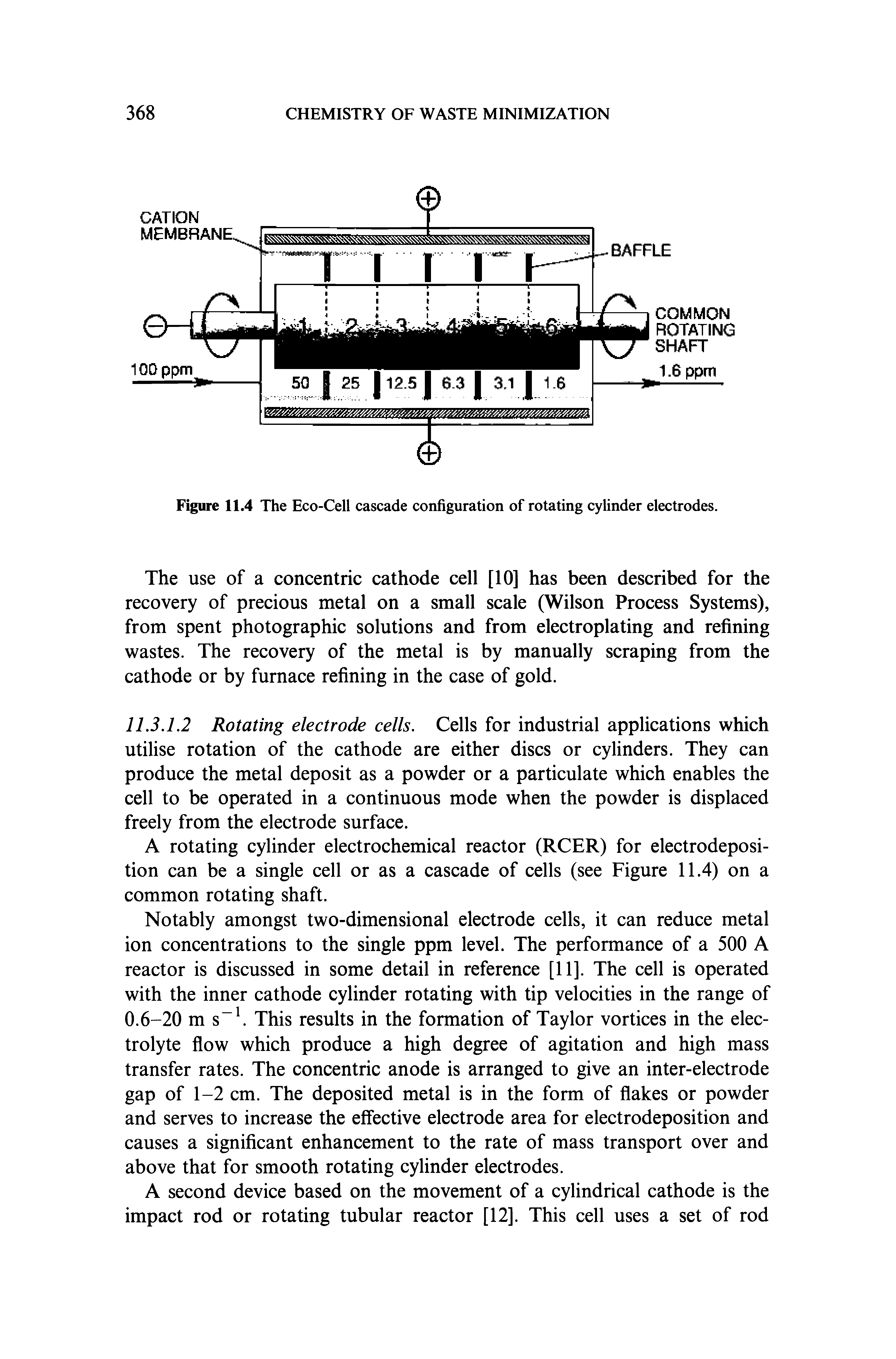 Figure 11.4 The Eco-Cell cascade configuration of rotating cylinder electrodes.
