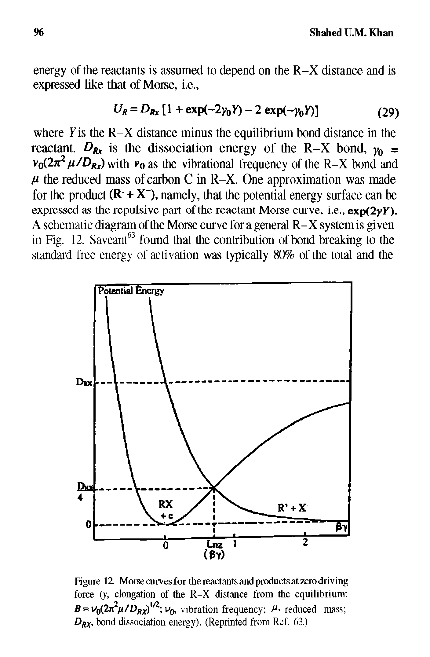 Figure 12 Morse curves for the reactants and products at zero driving force (y, elongation of the R-X distance from the equilibrium ...