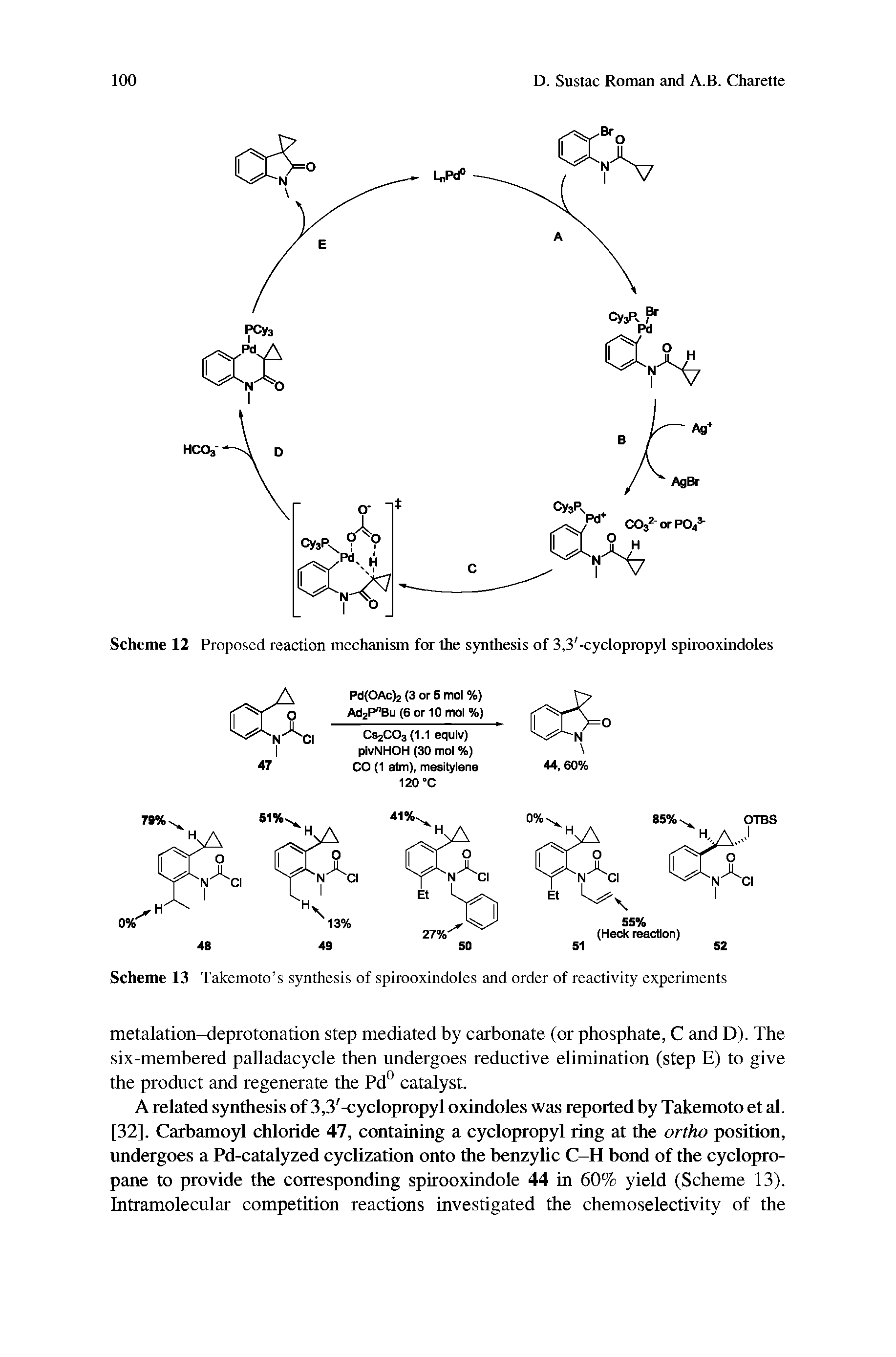 Scheme 12 Proposed reaction mechanism for the synthesis of 3,3 -cyclopropyl spirooxindoles...