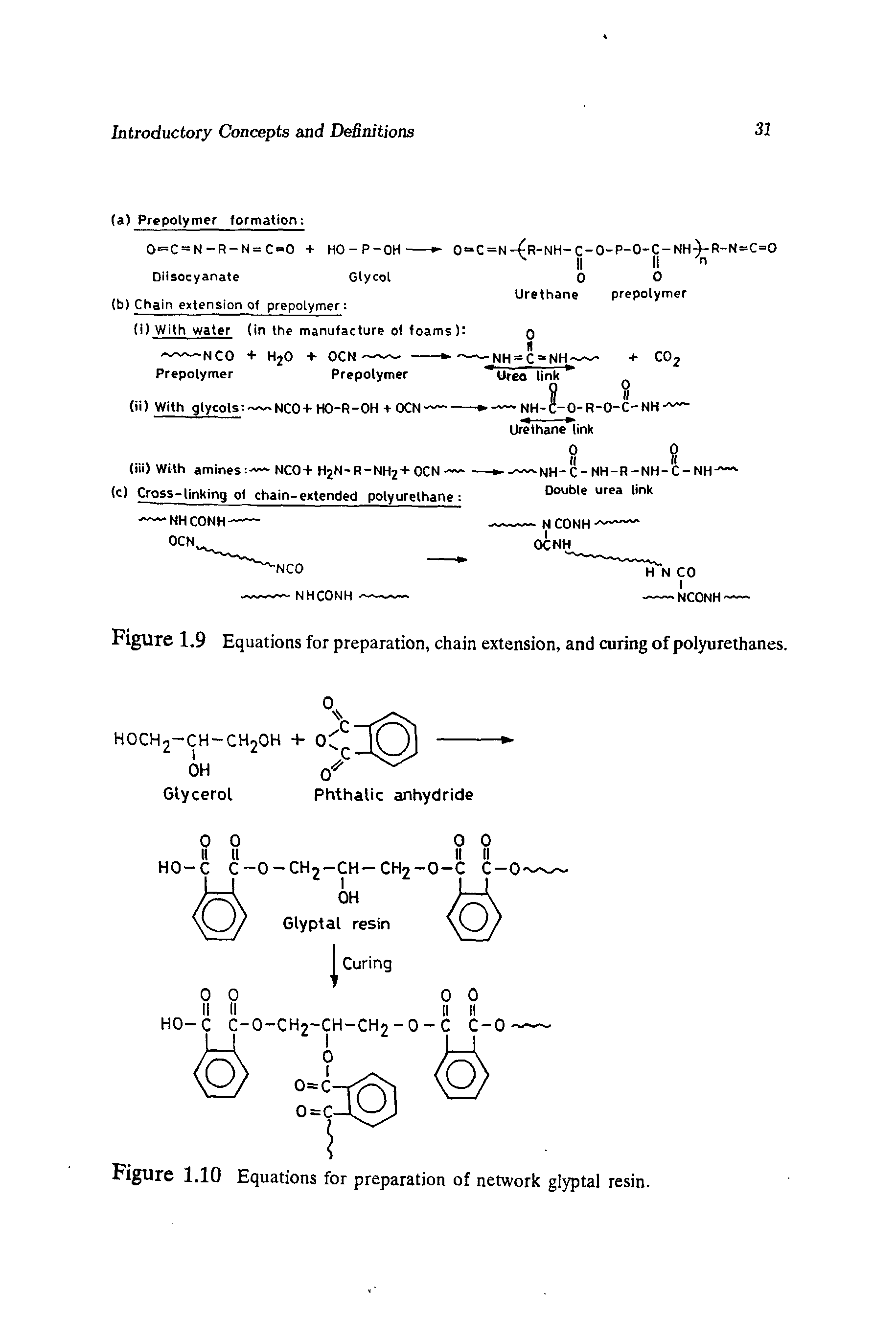 Figure 1.10 Equations for preparation of network glyptal resin.