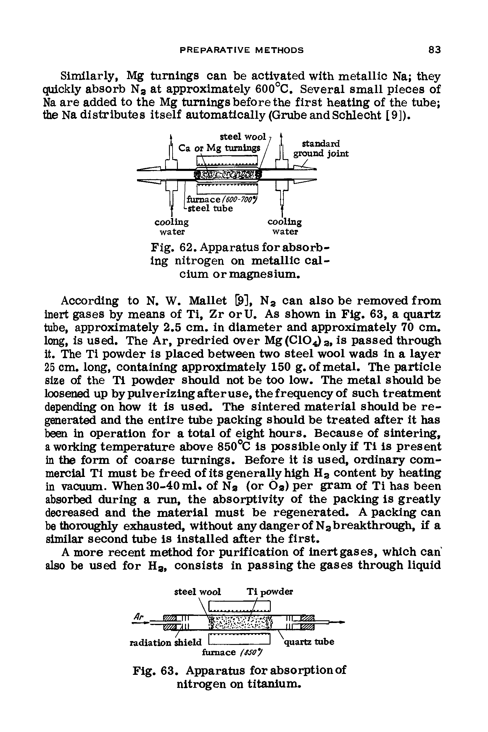 Fig. 62. Apparatus for absorbing nitrogen on metallic calcium or magnesium.