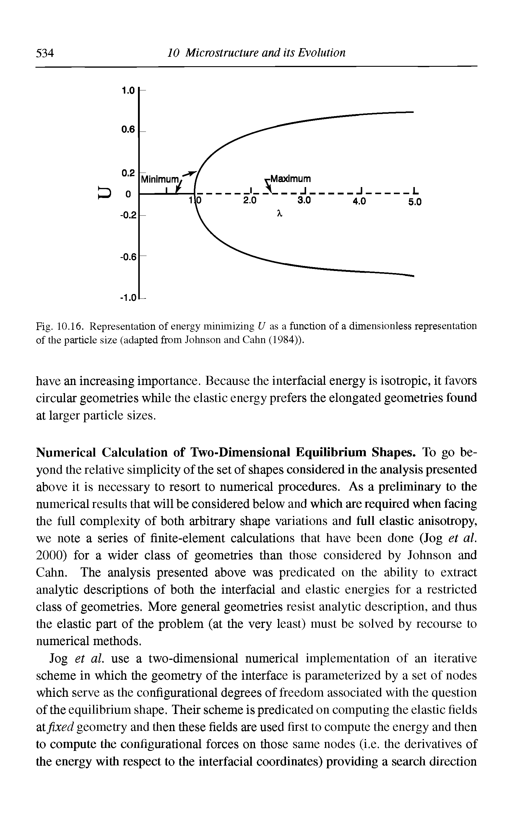 Fig. 10.16. Representation of energy minimizing 17 as a function of a dimensionless representation of the particle size (adapted from Johnson and Cahn (1984)).