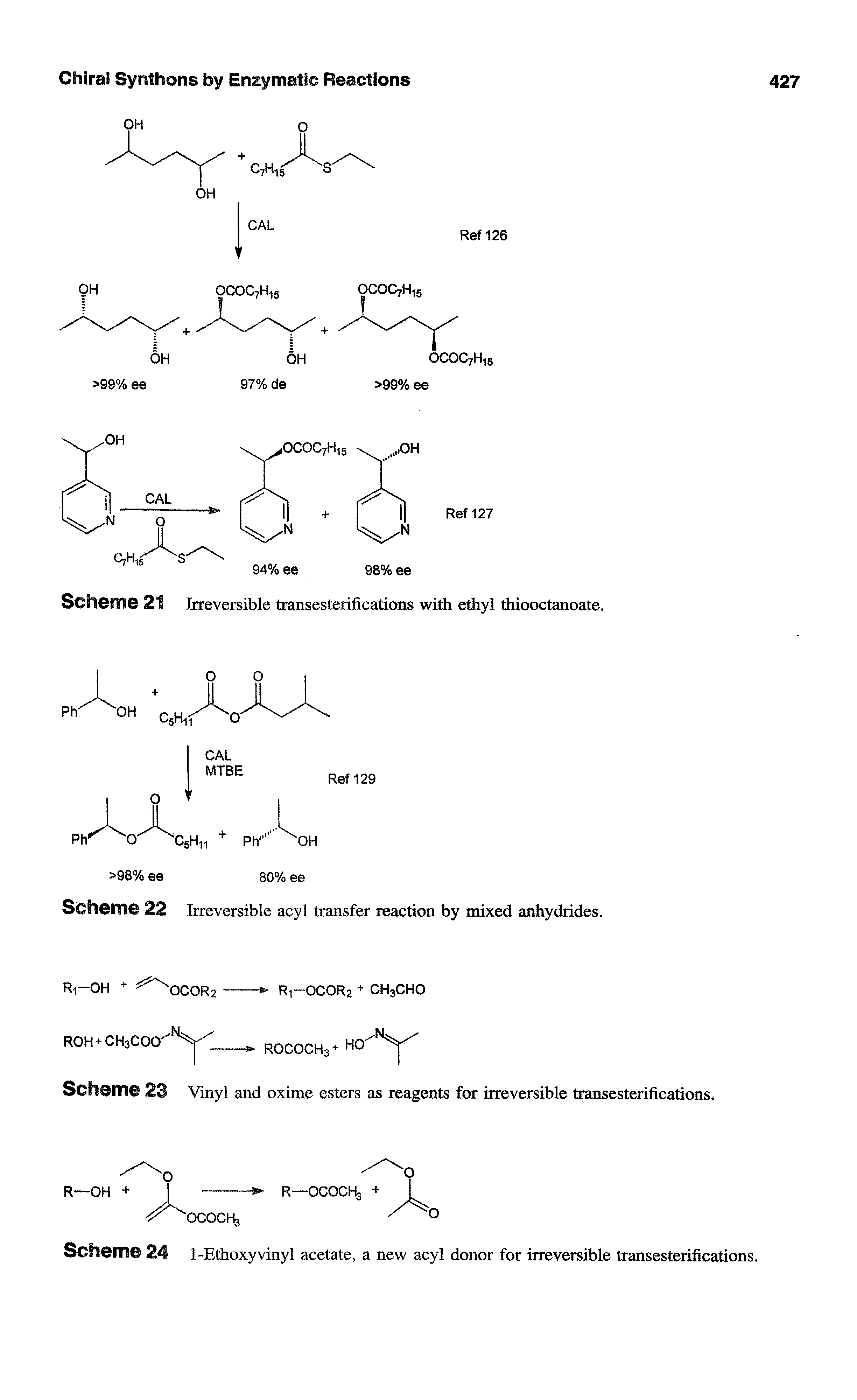 Scheme 24 1-Ethoxyvinyl acetate, a new acyl donor for irreversible transesterifications.