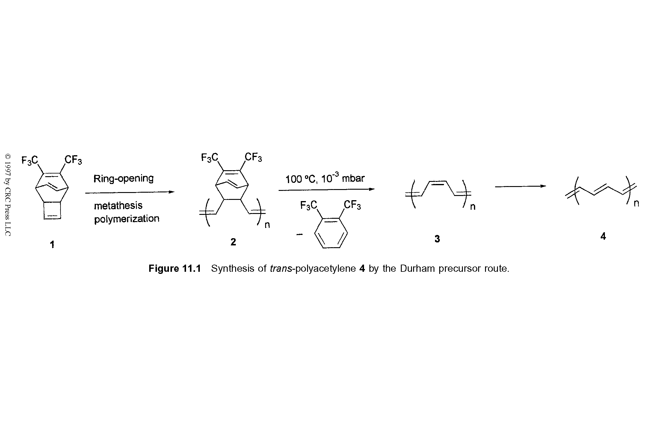 Figure 11.1 Synthesis of frans-polyacetylene 4 by the Durham precursor route.