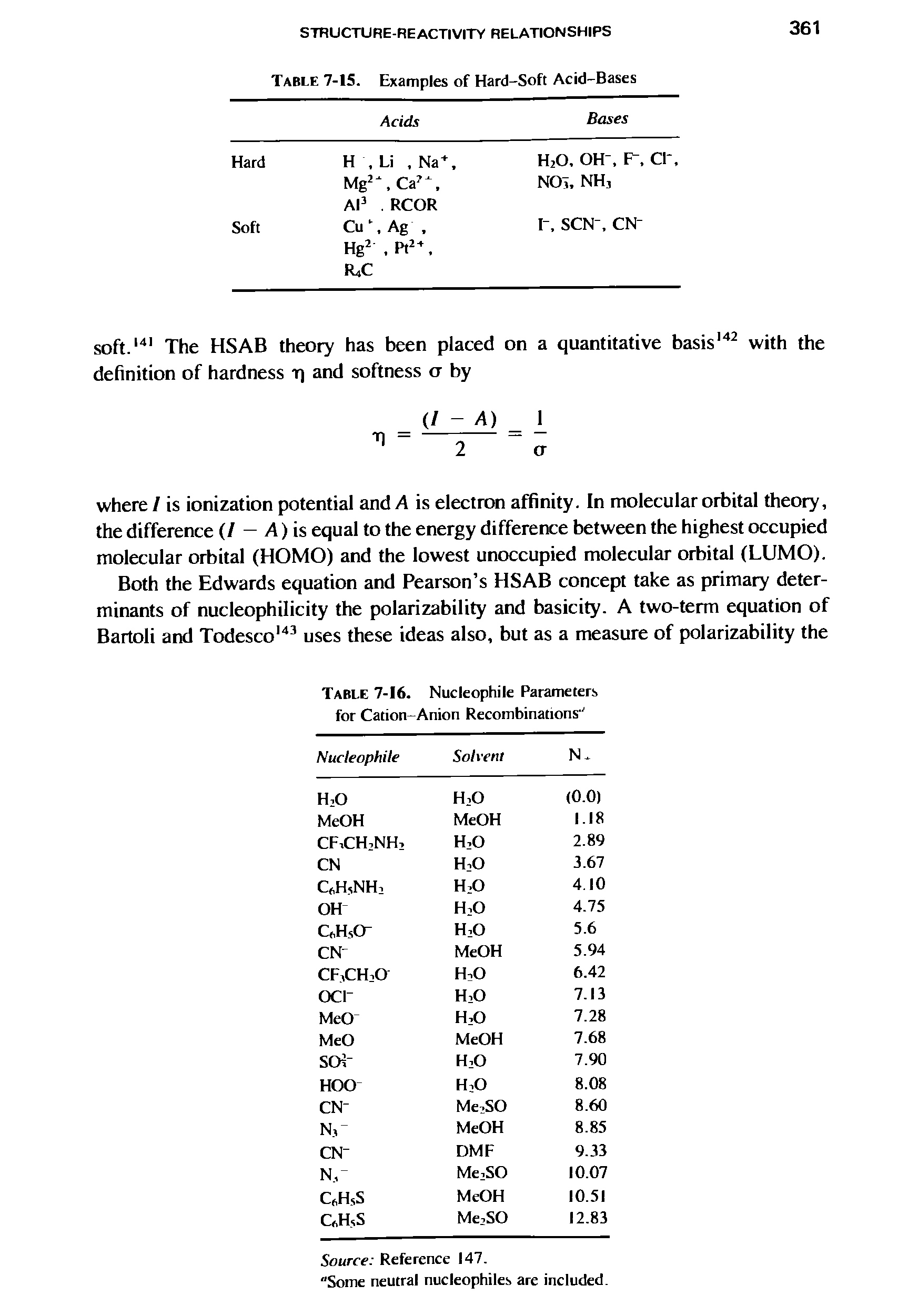 Table 7-16. Nucleophile Parameters for Cation-Anion Recombinations ...