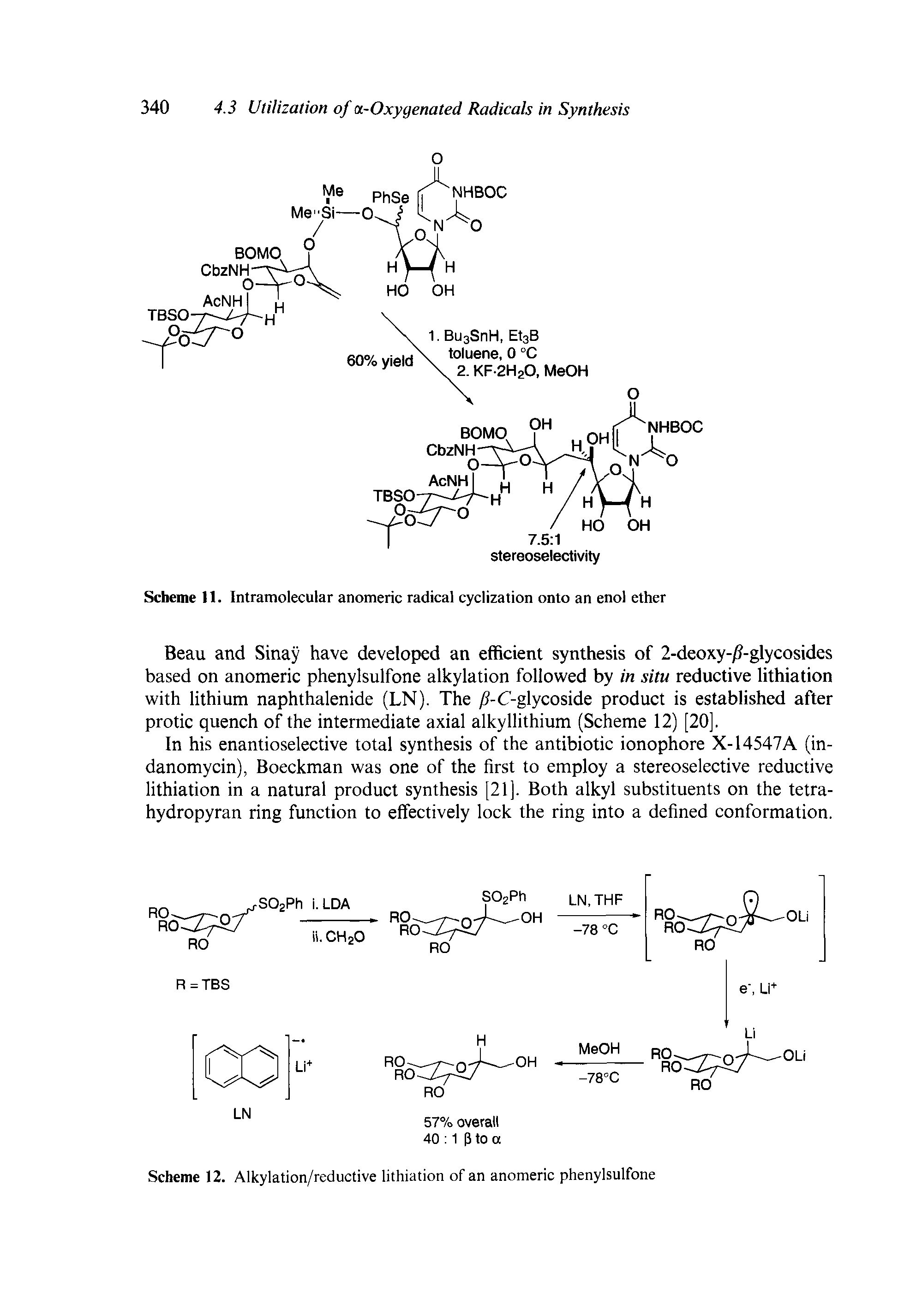 Scheme 12. Alkylation/reductive lithiation of an anomeric phenylsulfone...