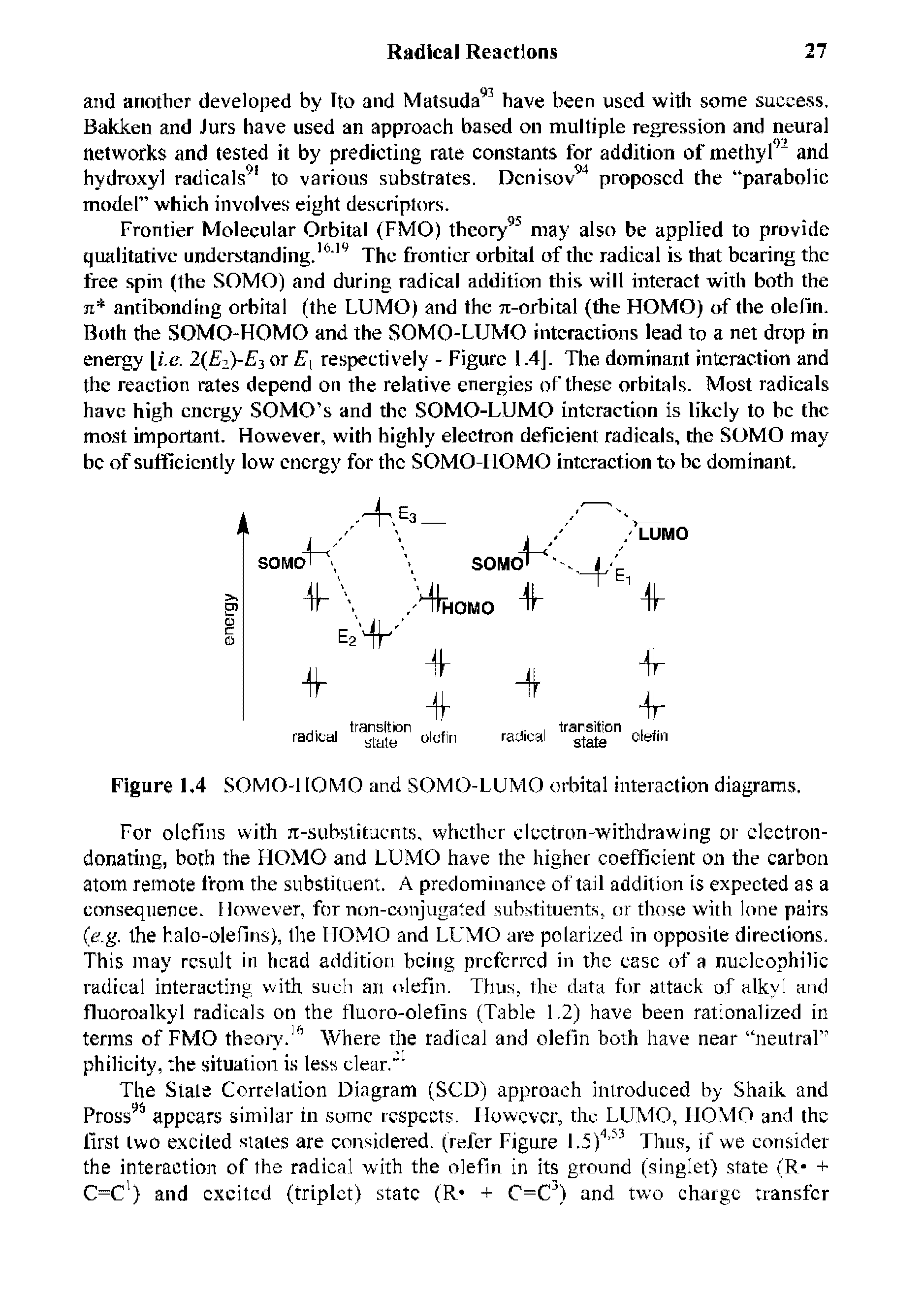 Figure 1,4 SOMO-1IOMO and SOMO-LUMO orbital interaction diagrams.