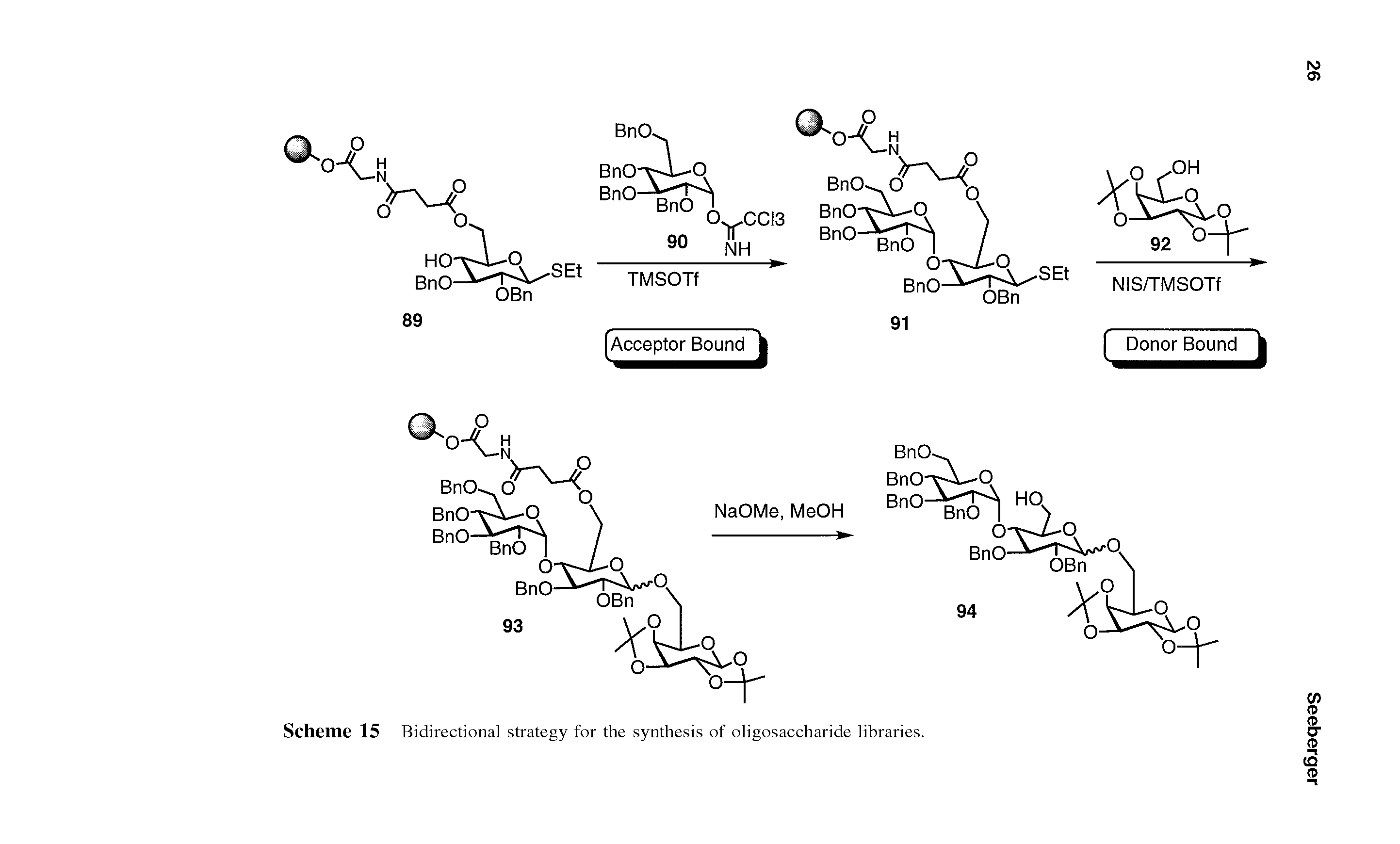 Scheme 15 Bidirectional strategy for the synthesis of oligosaccharide libraries.