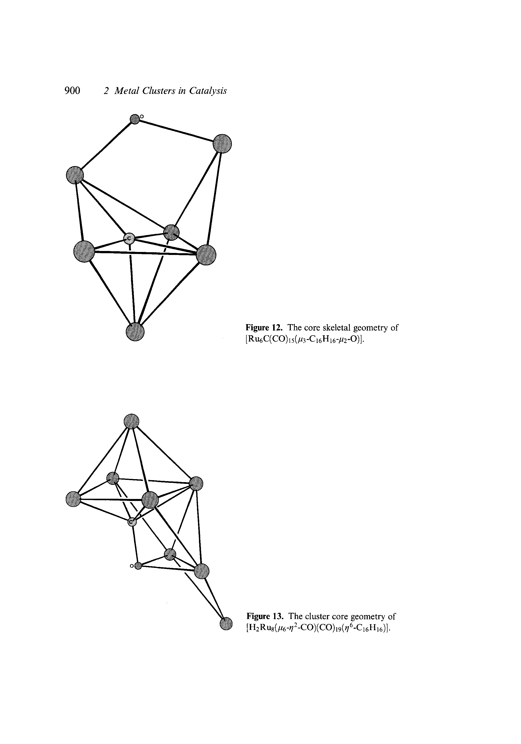 Figure 13. The cluster core geometry of [H2RU8(/.6->/"-CO)(CO)i9( 7 -Ci6H,6)].