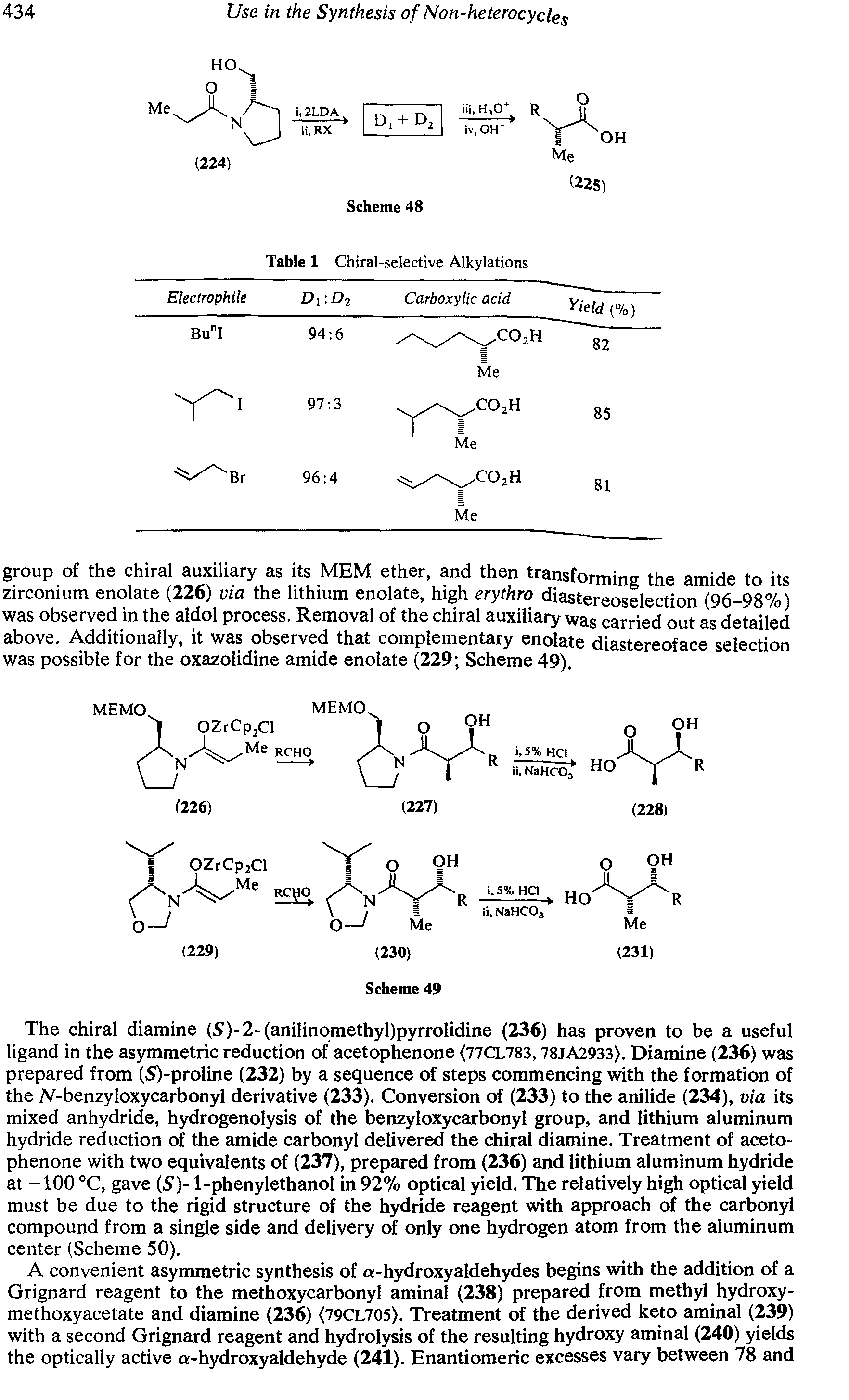 Table 1 Chiral-selective Alkylations Electrophile Di. D2 Carboxylic acid...