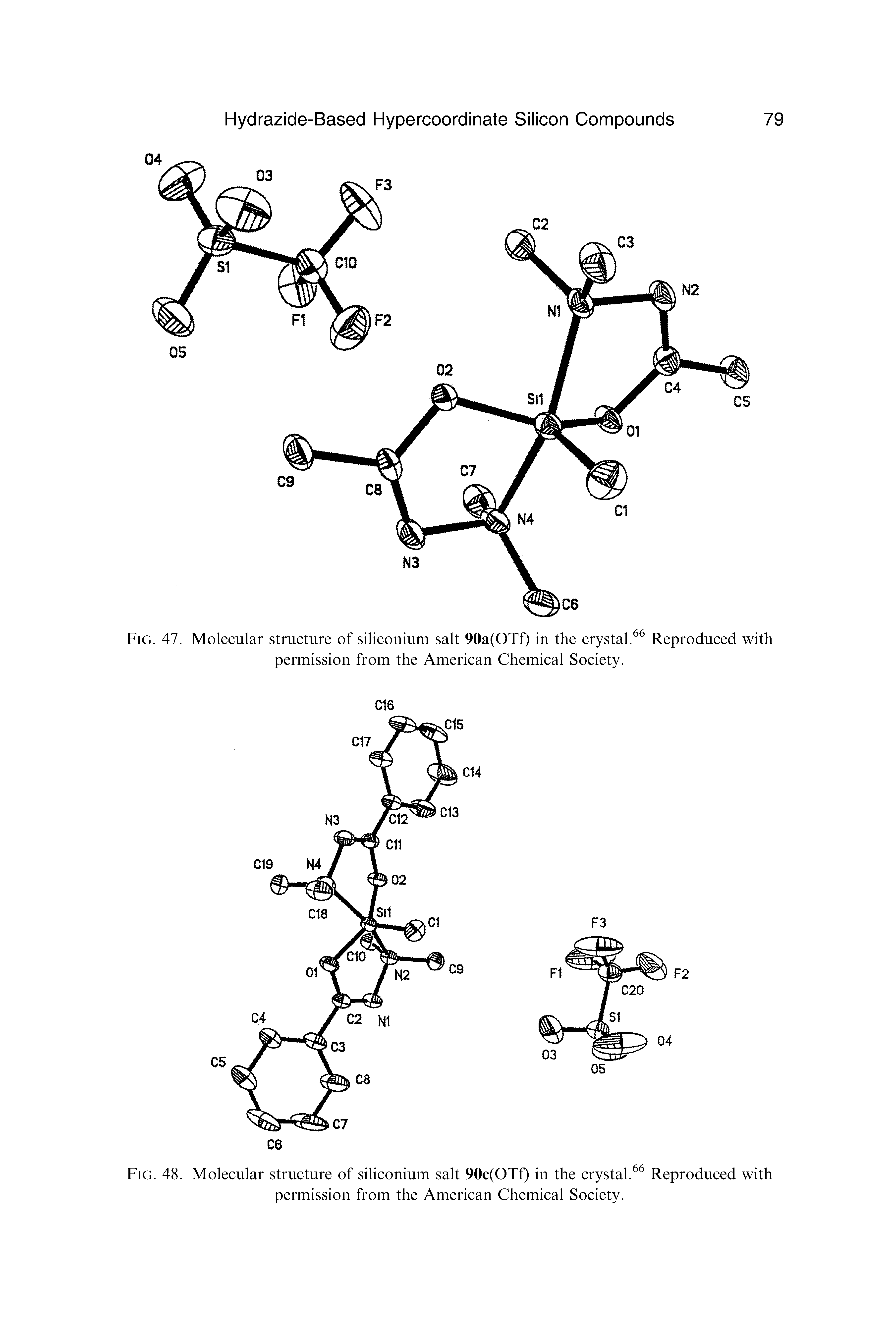 Fig. 47. Molecular structure of siliconium salt 90a(OTf) in the crystal.66 Reproduced with permission from the American Chemical Society.