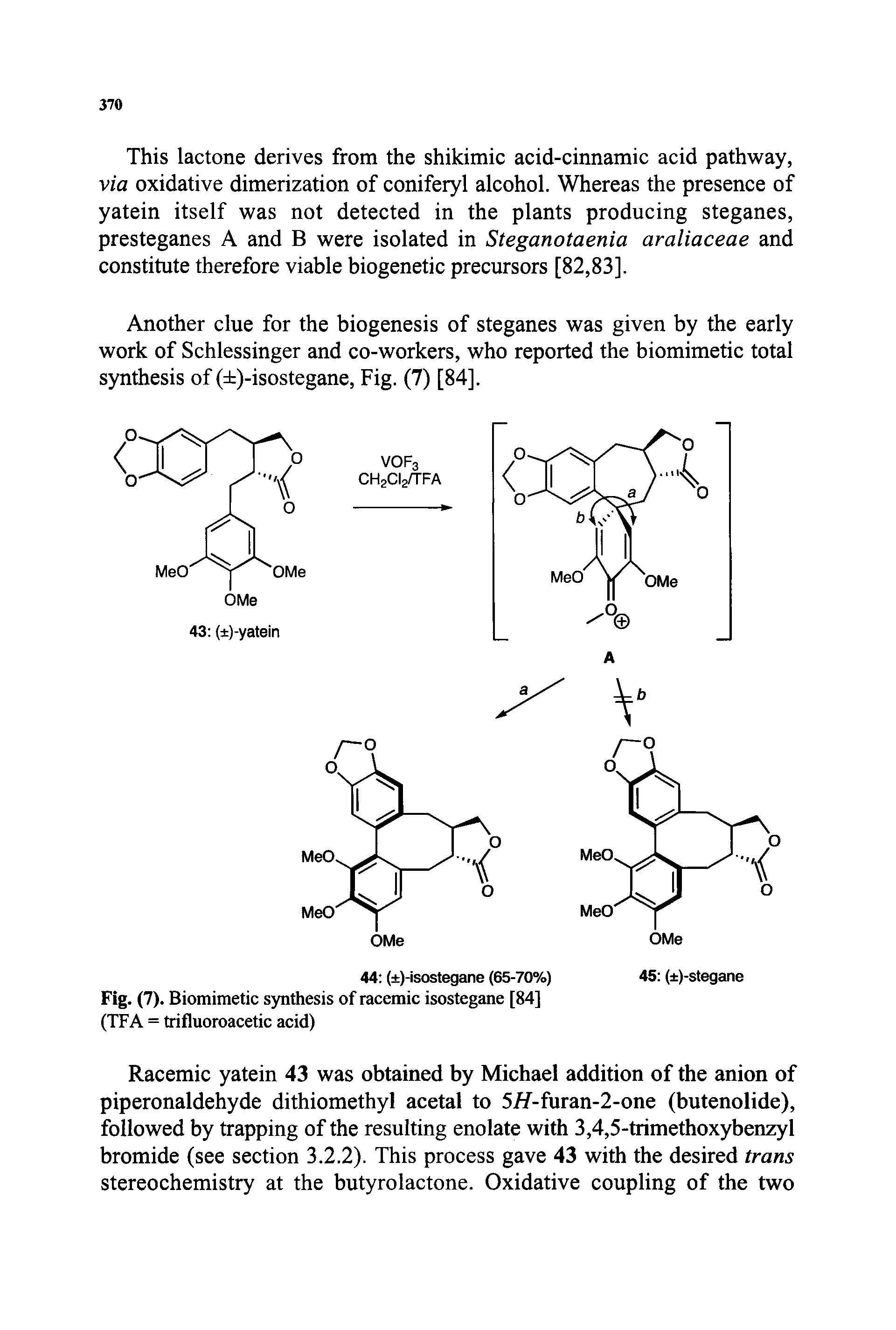 Fig. (7). Biomimetic synthesis of racemic isostegane [84] (TFA = trifluoroacetic acid)...
