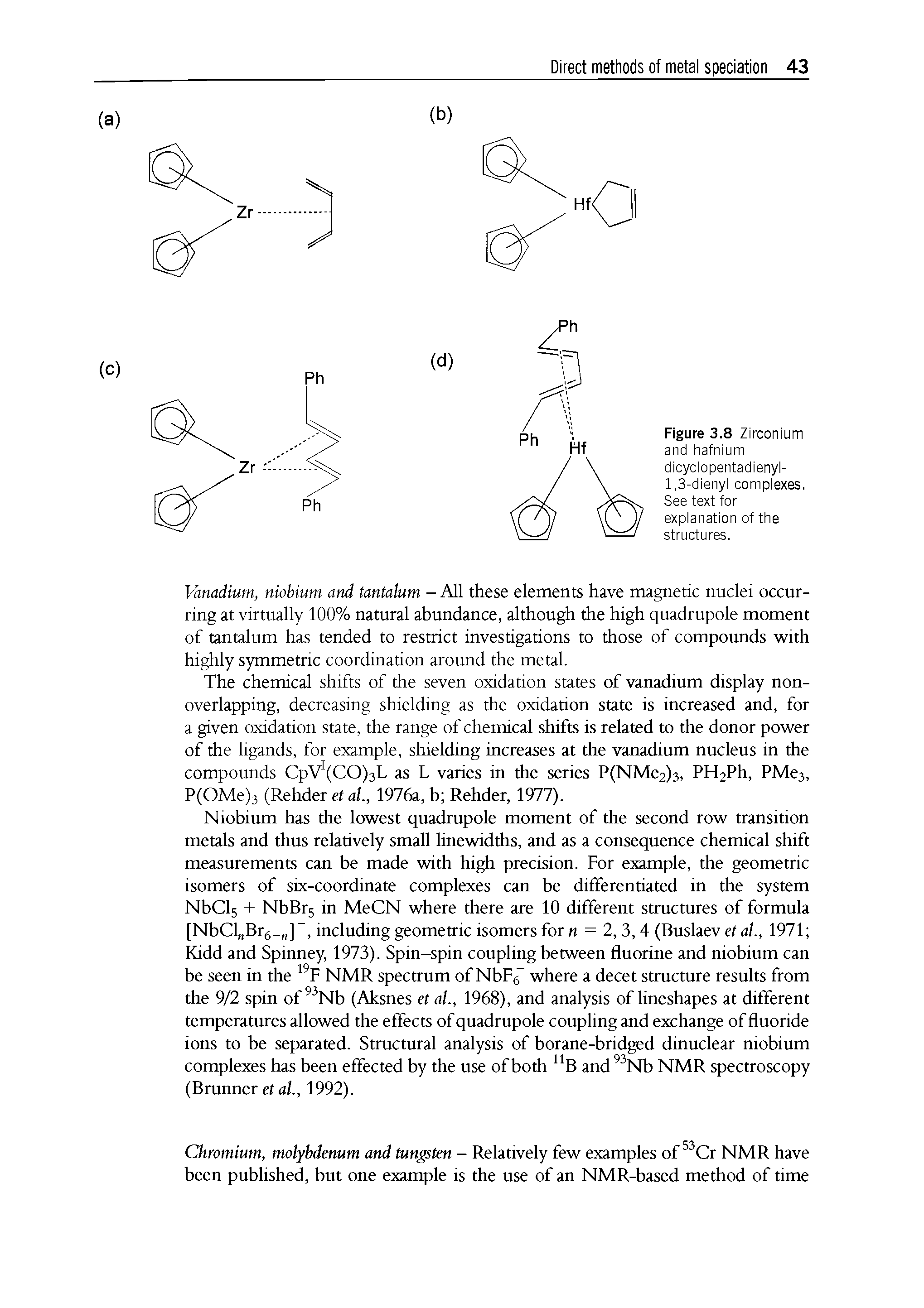 Figure 3.8 Zirconium and hafnium dicyclopentadienyl-1,3-dienyl complexes. See text for explanation of the structures.