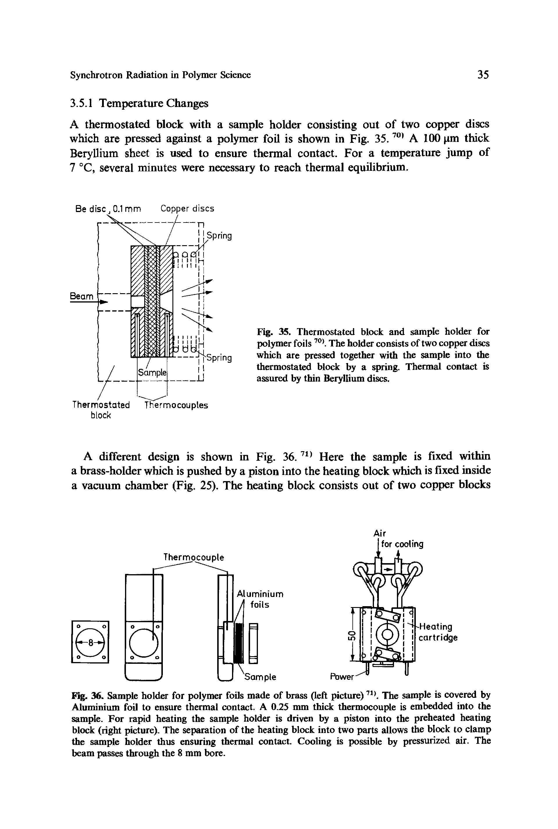 Fig. 35. Thermostated block and sample holder for polymer foils The holder consists of two copper discs...