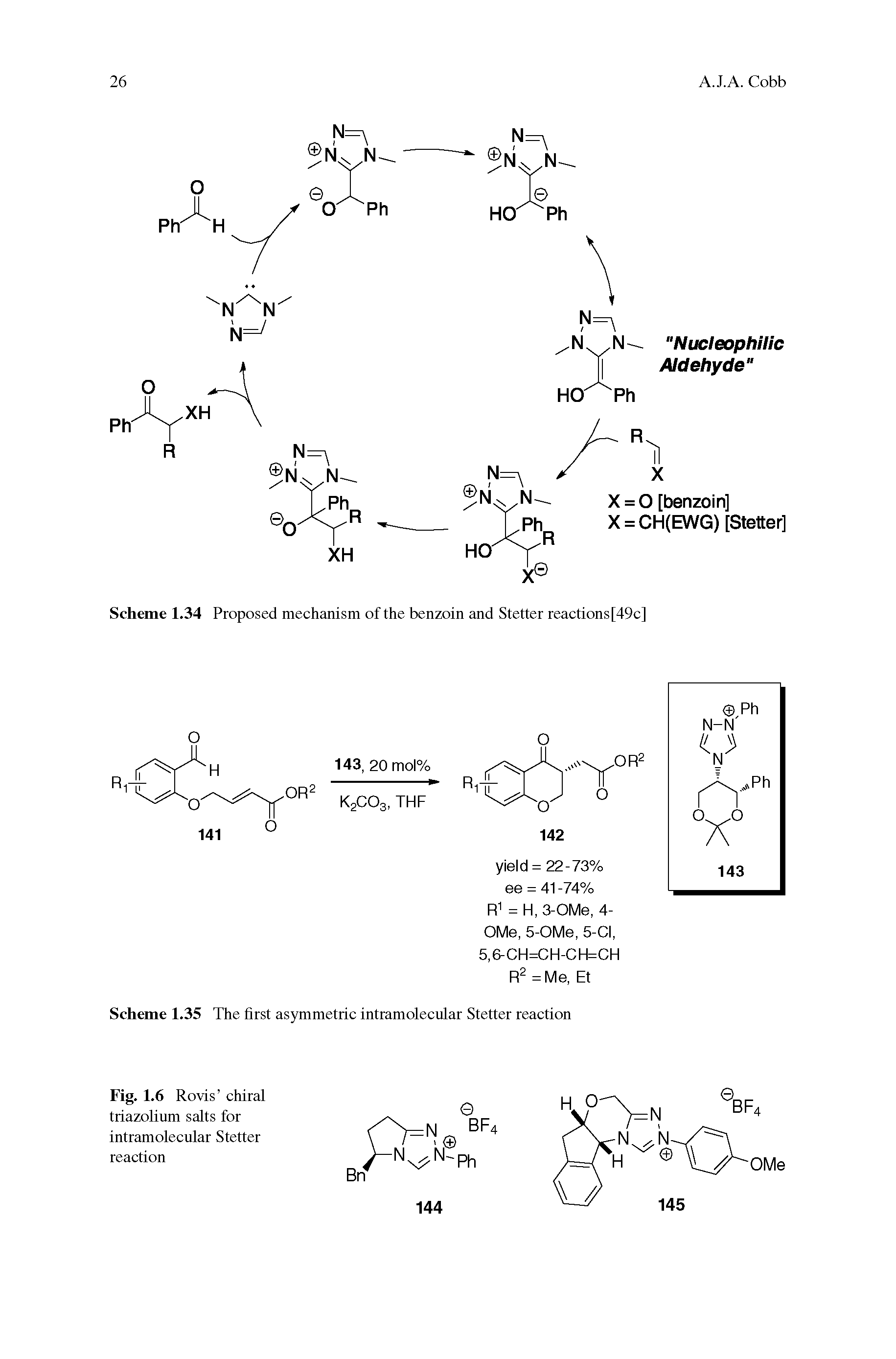 Scheme 1.34 Proposed mechanism of the benzoin and Stetter reactions [49c]...
