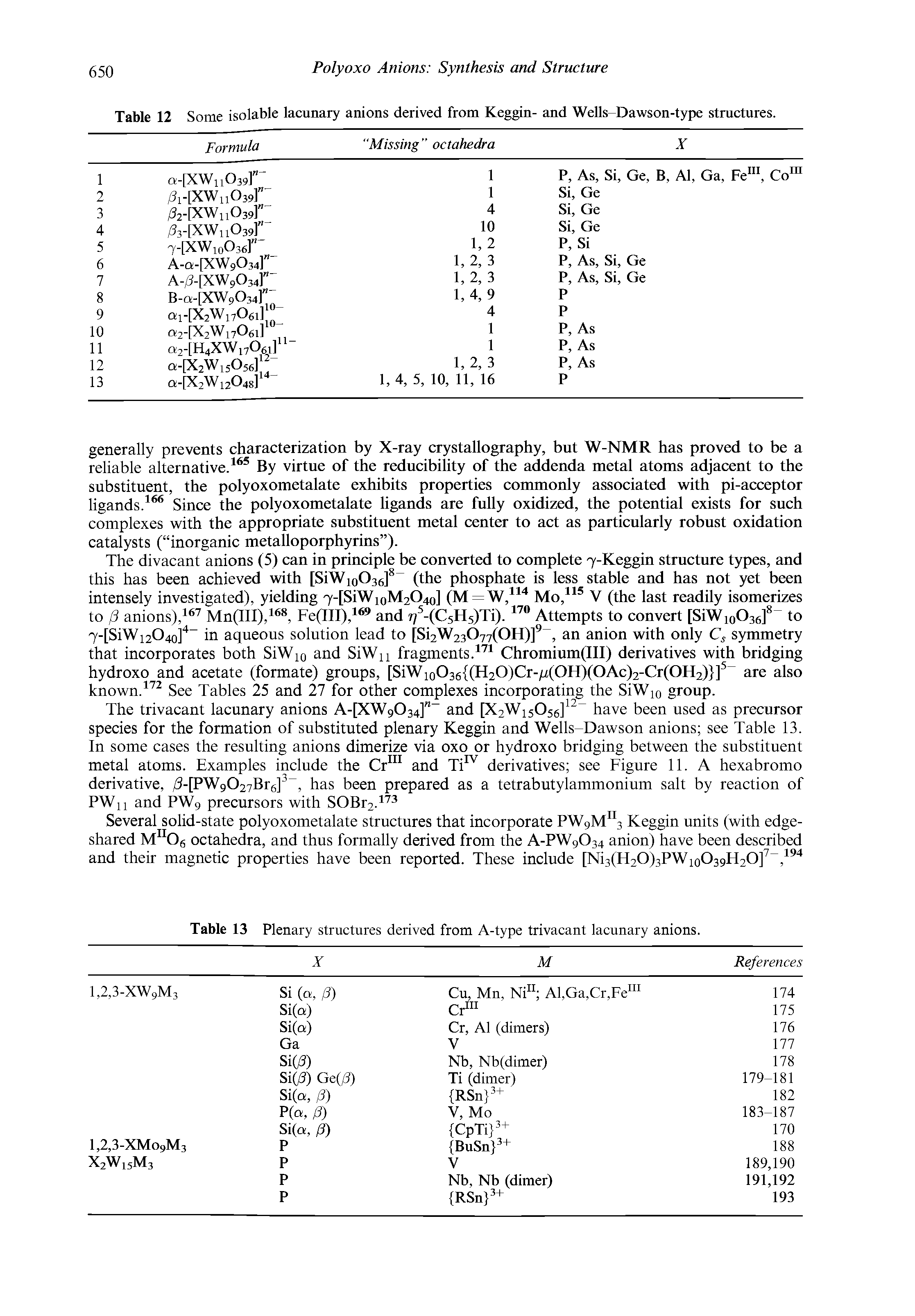 Table 13 Plenary structures derived from A-type trivacant lacunary anions.