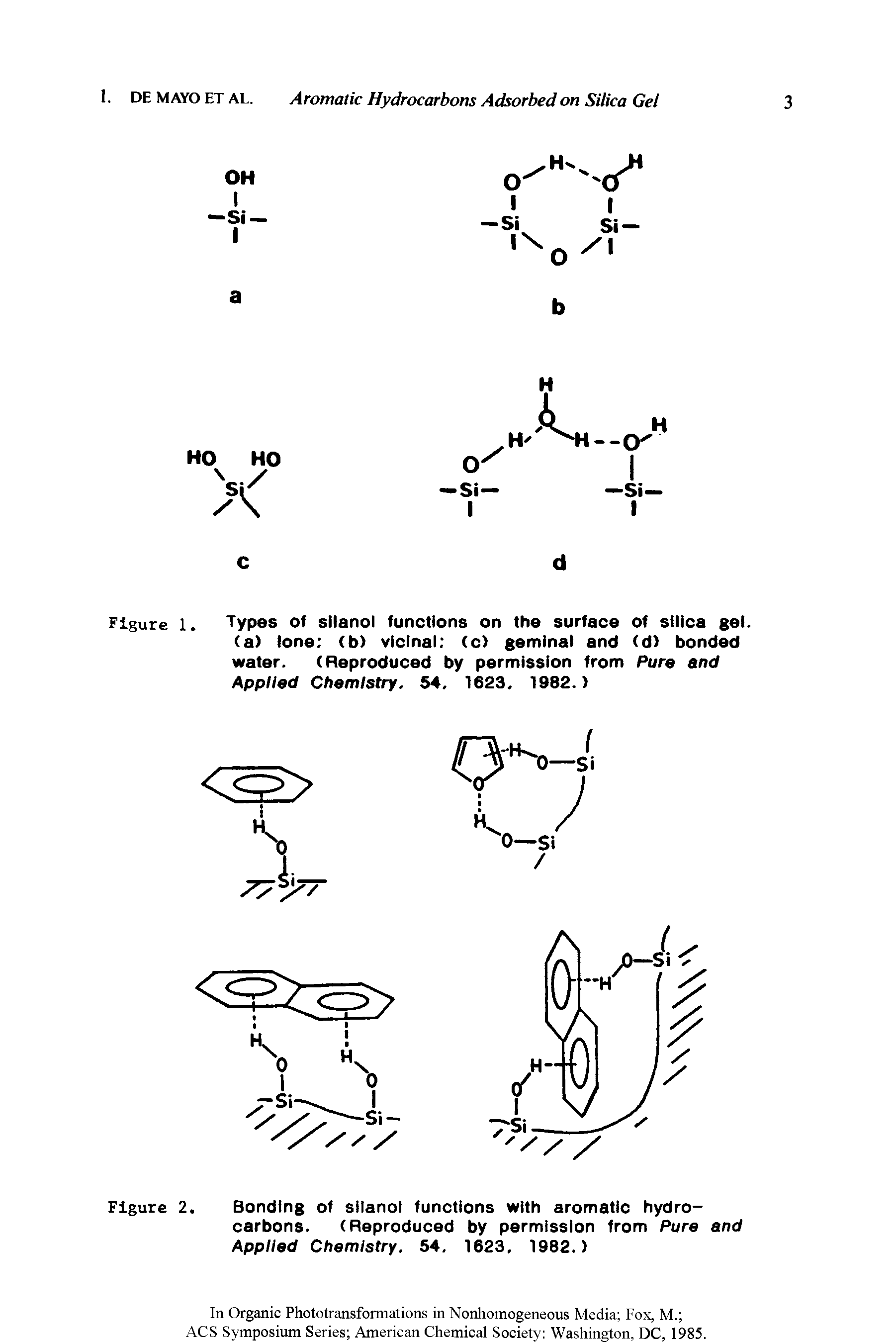 Figure 2. Bonding of silanol functions with aromatic hydrocarbons. (Reproduced by permission from Pure and Applied Chemistry. 54. 1623. 1982.)...