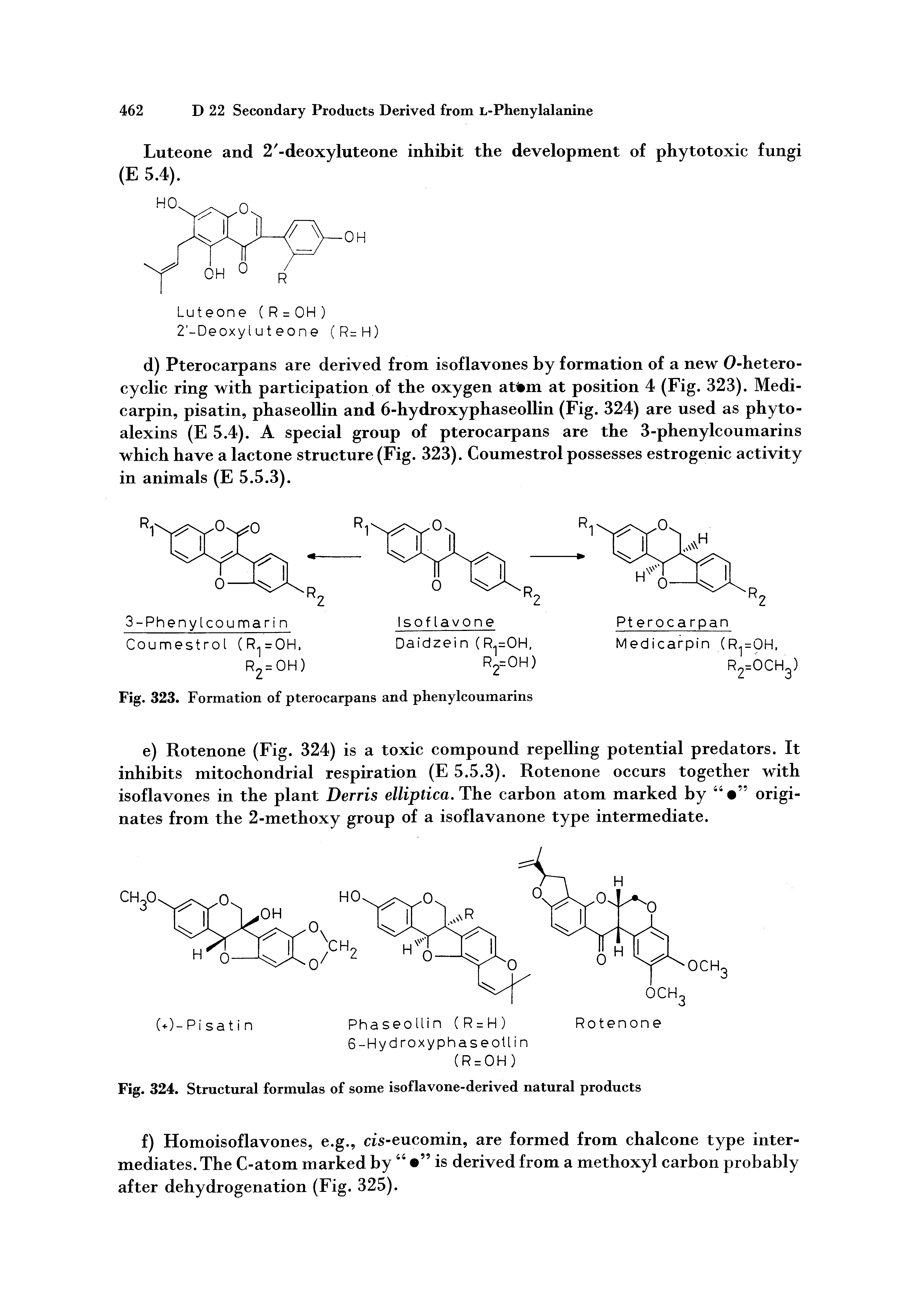 Fig. 324. Structural formulas of some isoflavone-derived natural products...