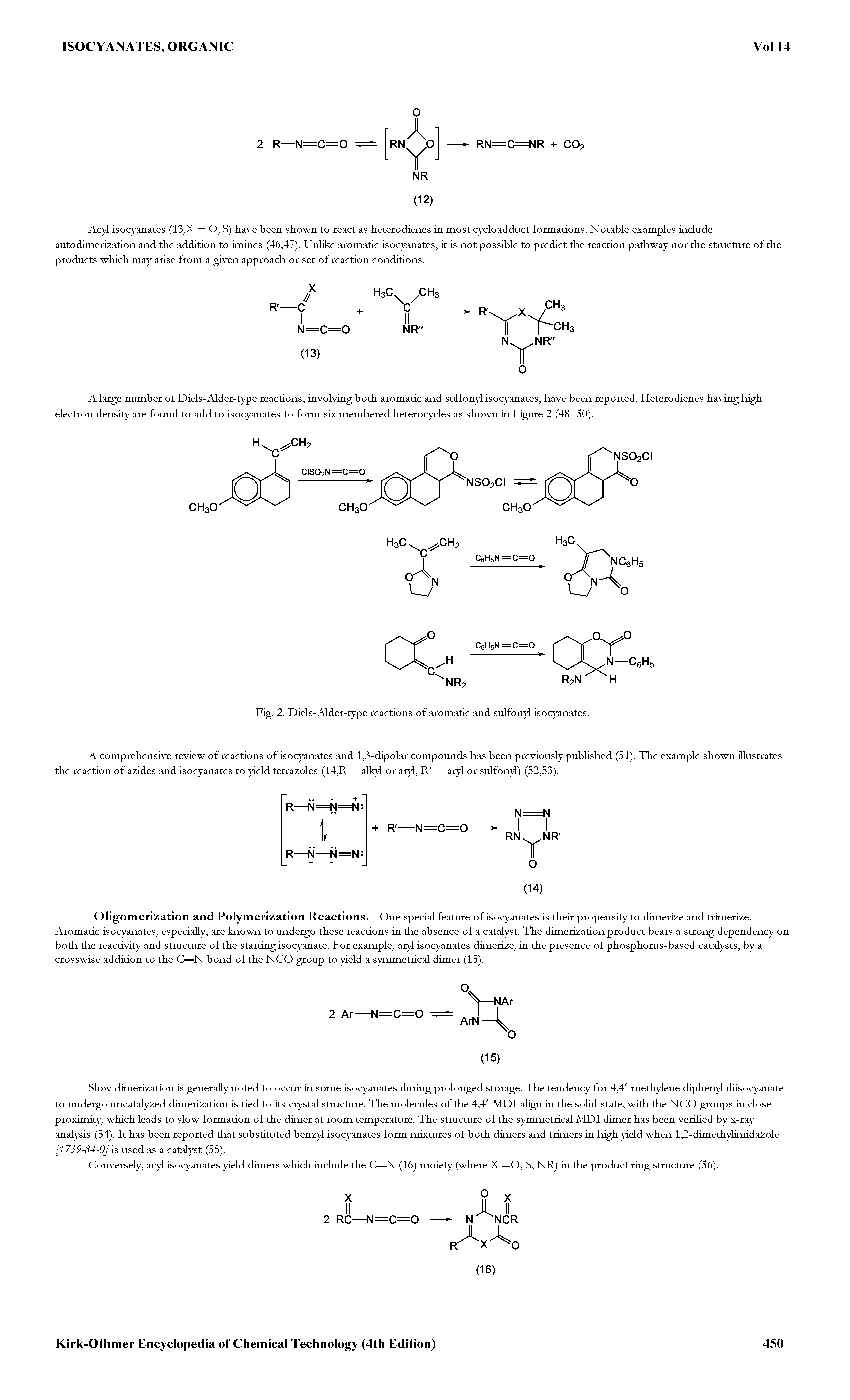 Fig. 2. Diels-Alder-type reactions of aromatic and sulfonyl isocyanates.