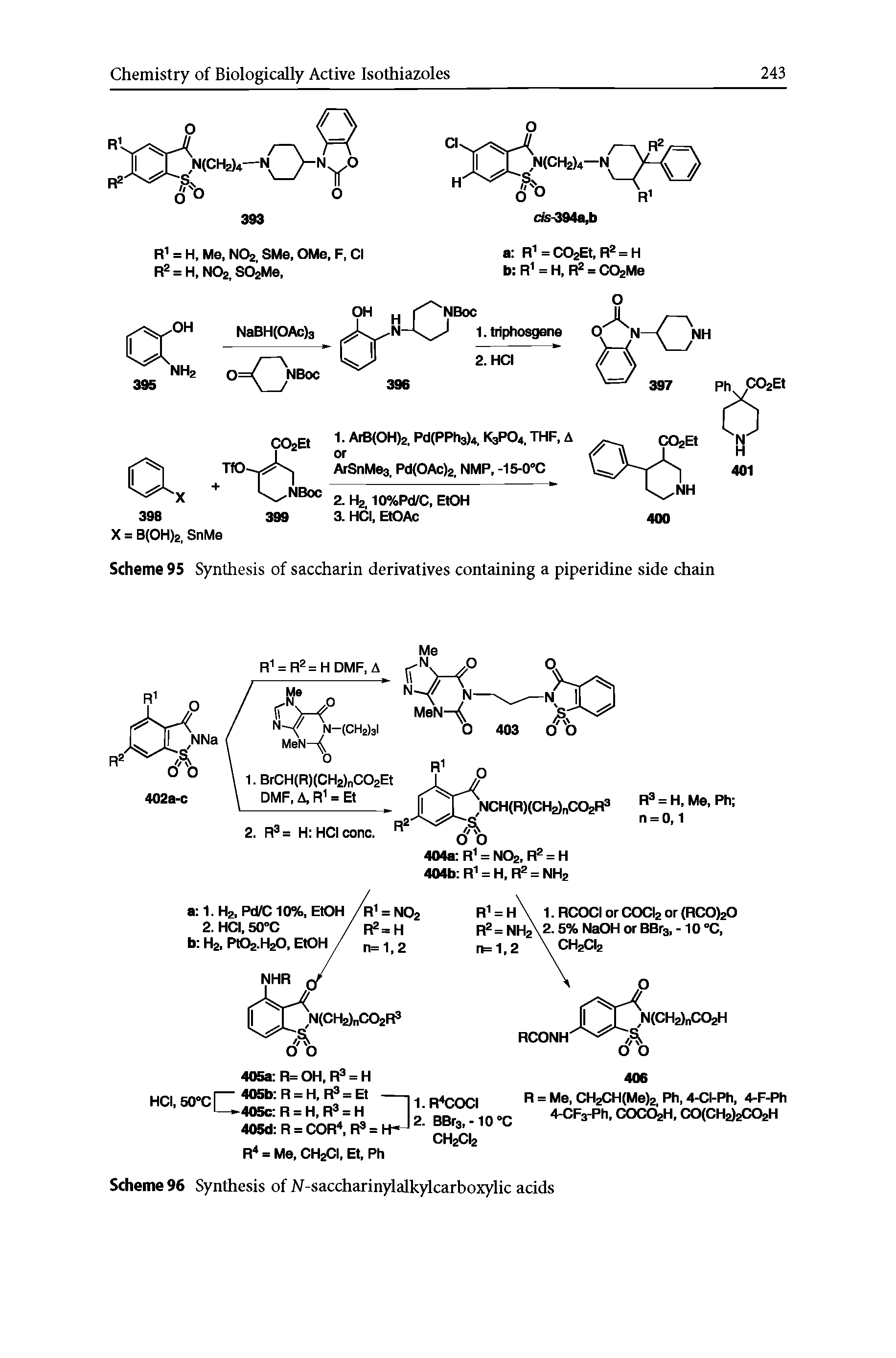 Scheme 95 Synthesis of saccharin derivatives containing a piperidine side chain...