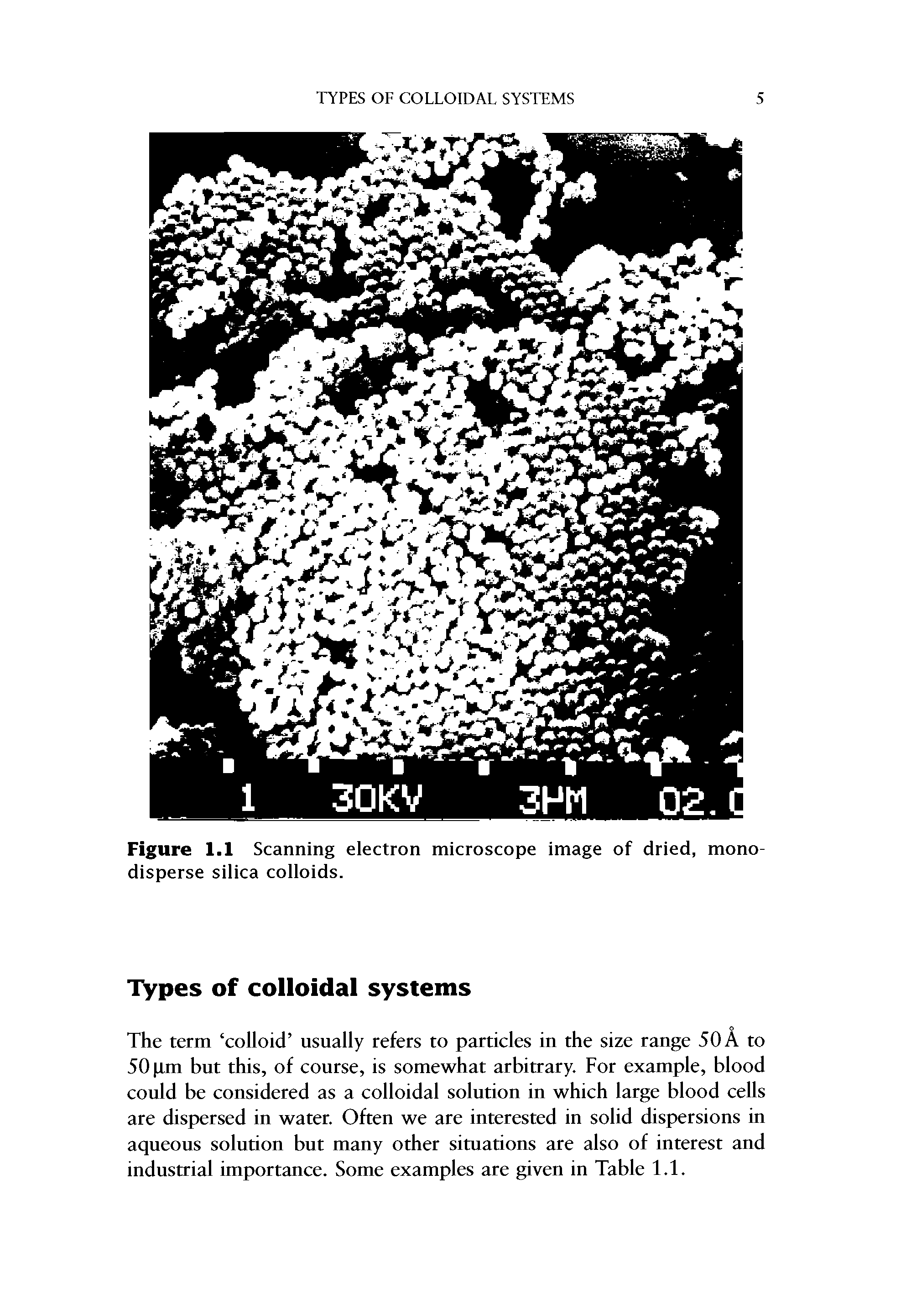 Figure 1.1 Scanning electron microscope image of dried, mono-disperse silica colloids.