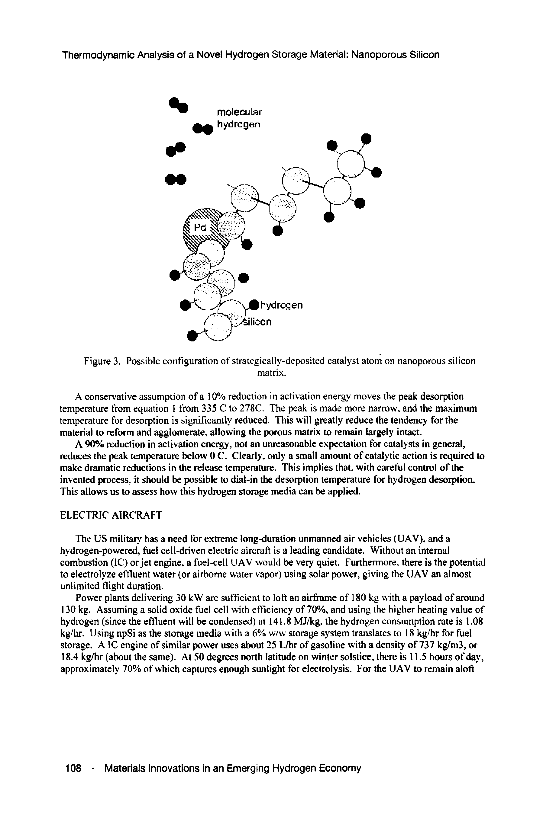 Figure 3. Possible configuration of strategically-deposited catalyst atom on nanoporous silicon...