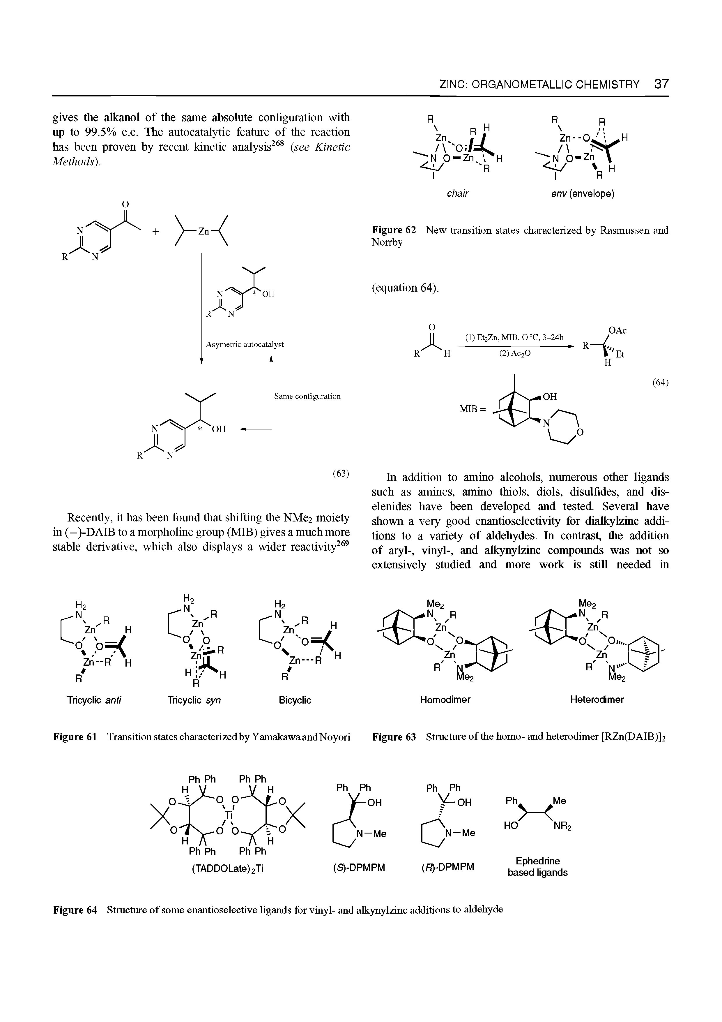 Figure 61 Transition states characterized by YamakawaandNoyori Figure 63 Structure of the homo- and heterodimer [RZn(DAIB)]2...