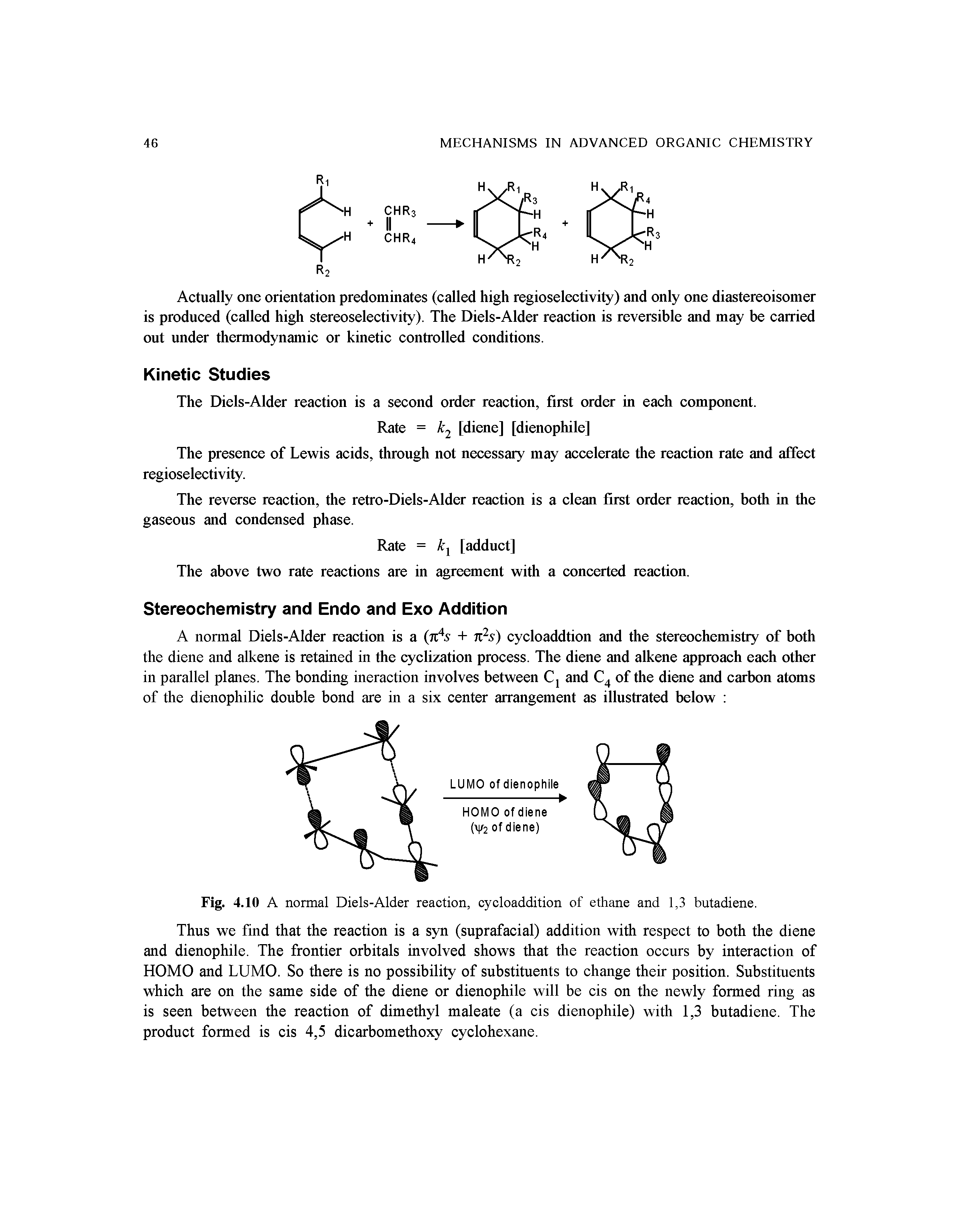 Fig. 4.10 A normal Diels-Alder reaction, cycloaddition of ethane and 1,3 butadiene.