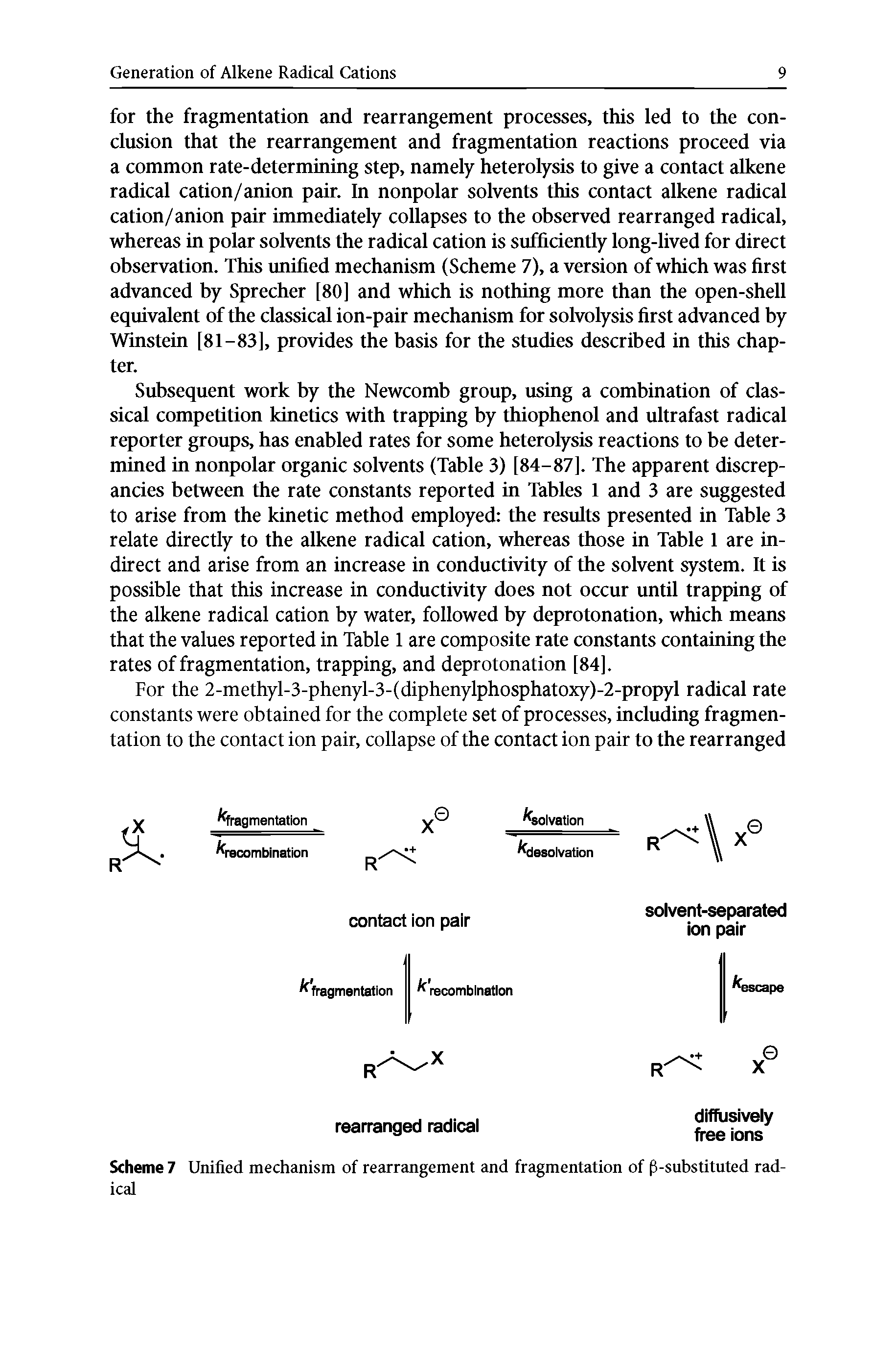 Scheme 7 Unified mechanism of rearrangement and fragmentation of ((-substituted radical...