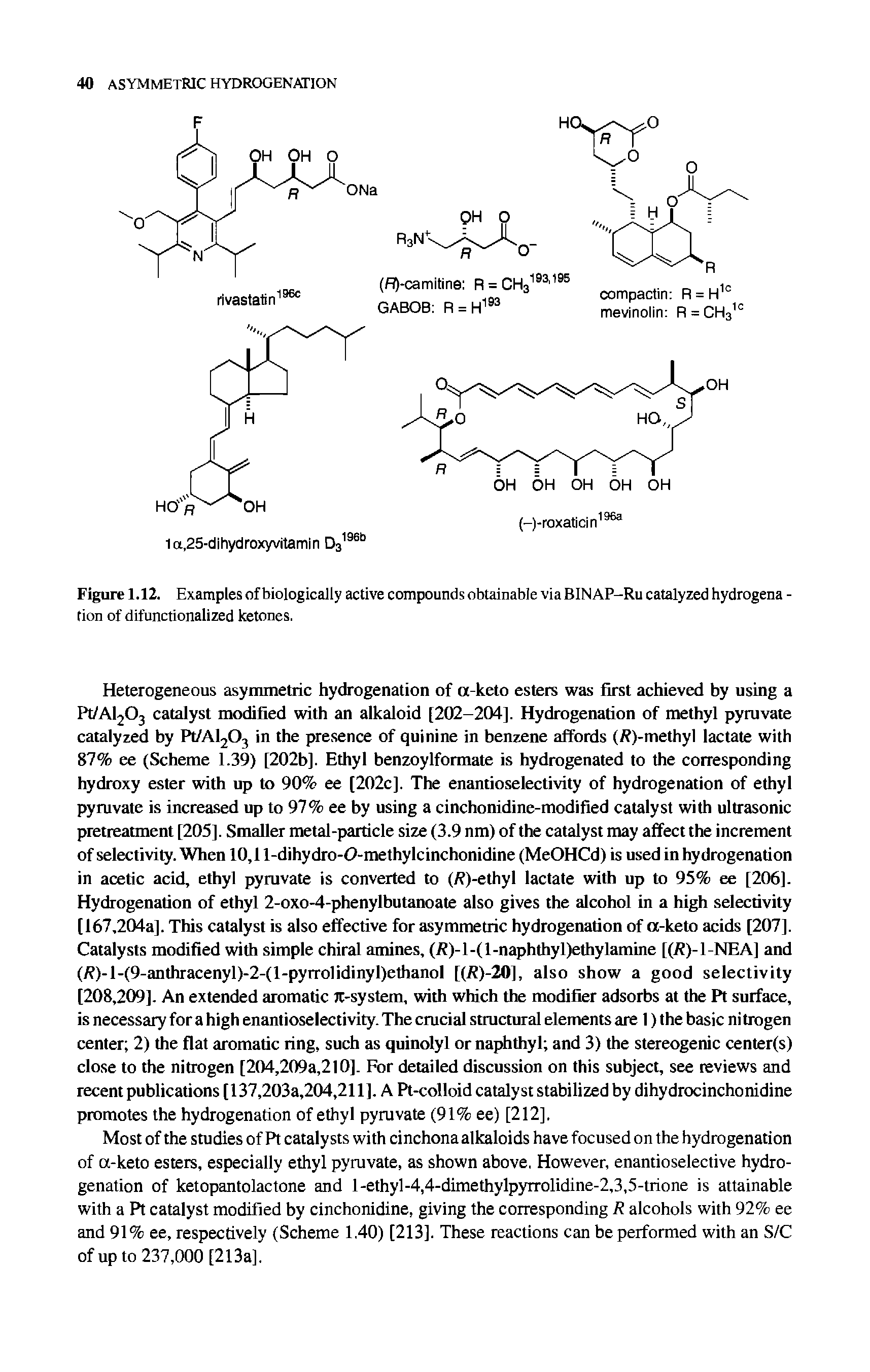 Figure 1.12. Examples of biologically active compounds obtainable via BINAP-Ru catalyzed hydrogena -tion of difunctionalized ketones.