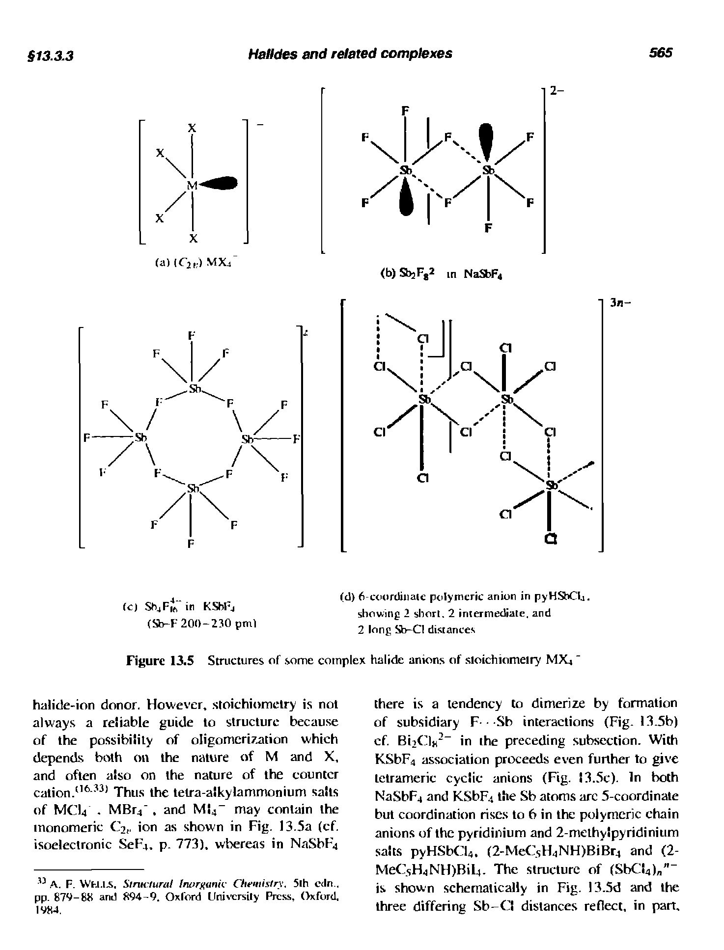 Figure 13.5 Siruclures of. some coinplex halide anions of sloichiomeiry MX4...