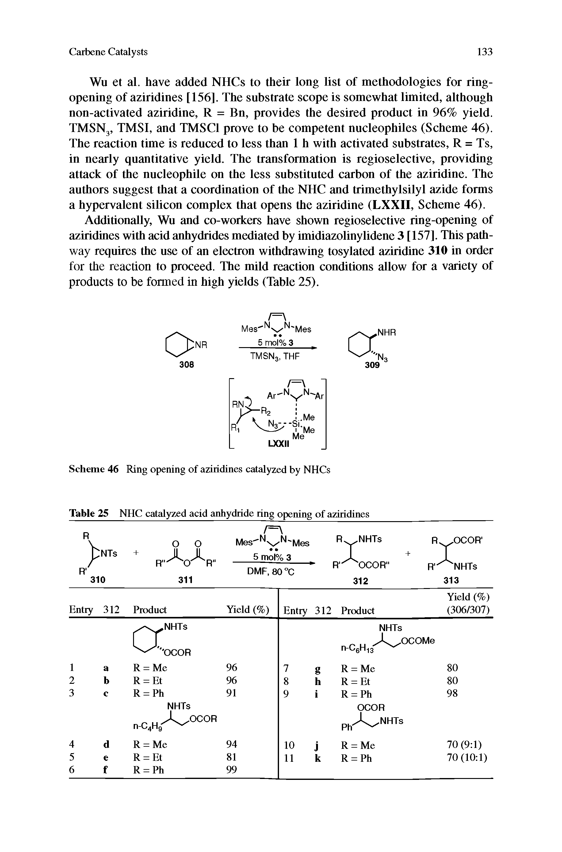 Table 25 NHC catalyzed acid anhydride ring opening of aziridines...