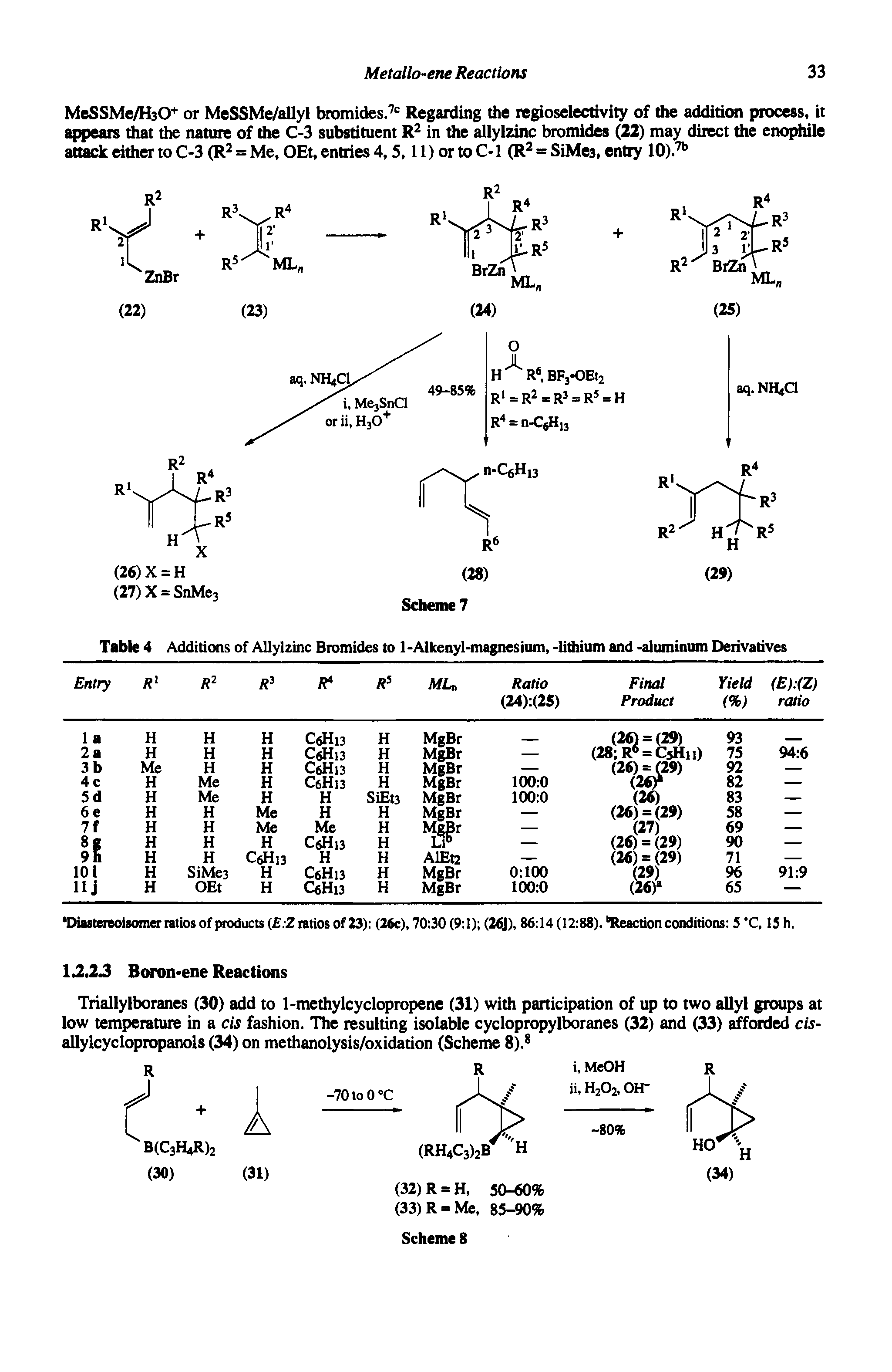 Table 4 Additions of Allylzinc Bromides to 1-Alkenyl-magnesium, -lithium and -aluminum Derivatives...
